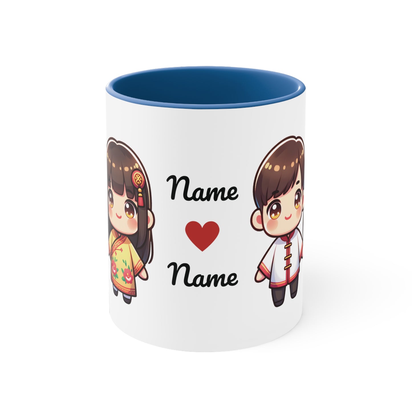 Chinese Couple in Chinese Clothes Collection 4 Personalized Cute - Custom Accent Coffee Mug, 11oz