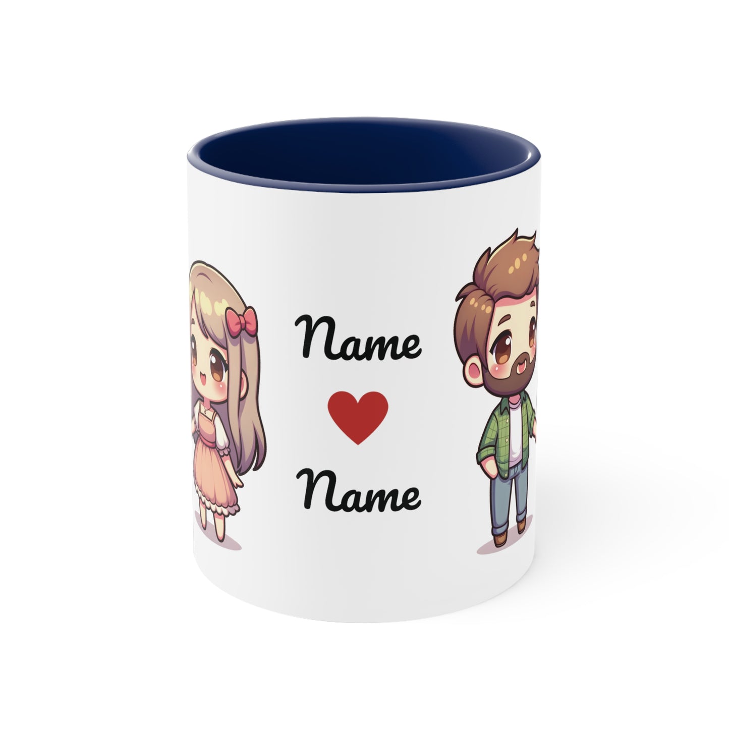 Beardman Couple Collection 2 Personalized Cute - Custom Accent Coffee Mug, 11oz