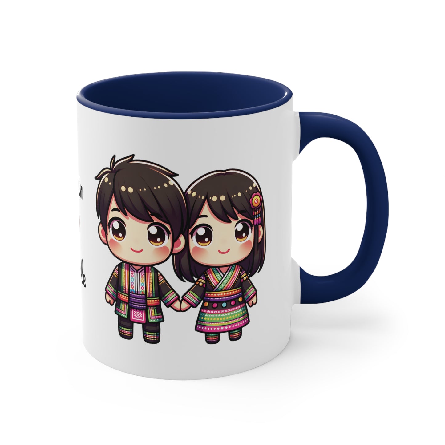 Hmong Couple Colorful Collection 4 Personalized Cute - Custom Accent Coffee Mug, 11oz