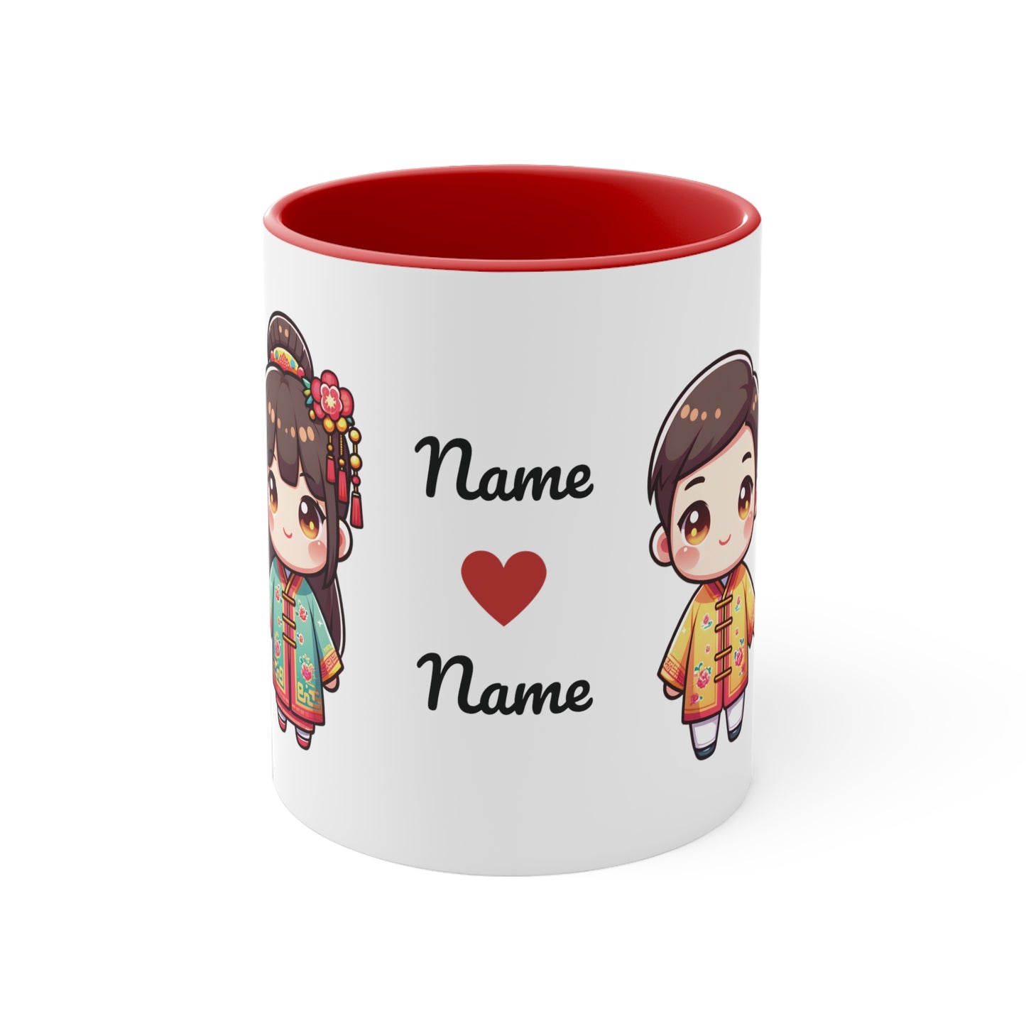 Chinese Couple in Chinese Clothes Collection 5 Personalized Cute - Custom Accent Coffee Mug, 11oz