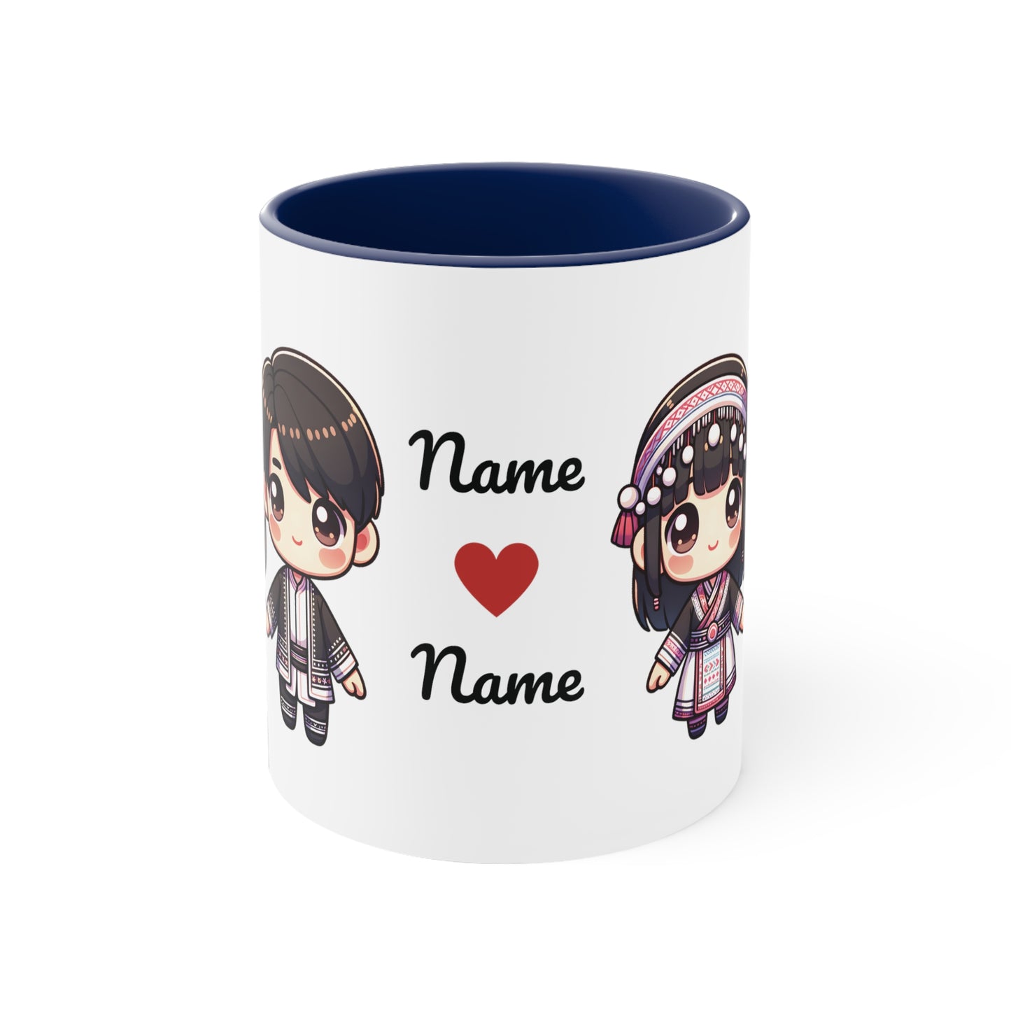 Hmong Couple Traditional Hmong Clothes Collection 2 Personalized Cute - Custom Accent Coffee Mug, 11oz