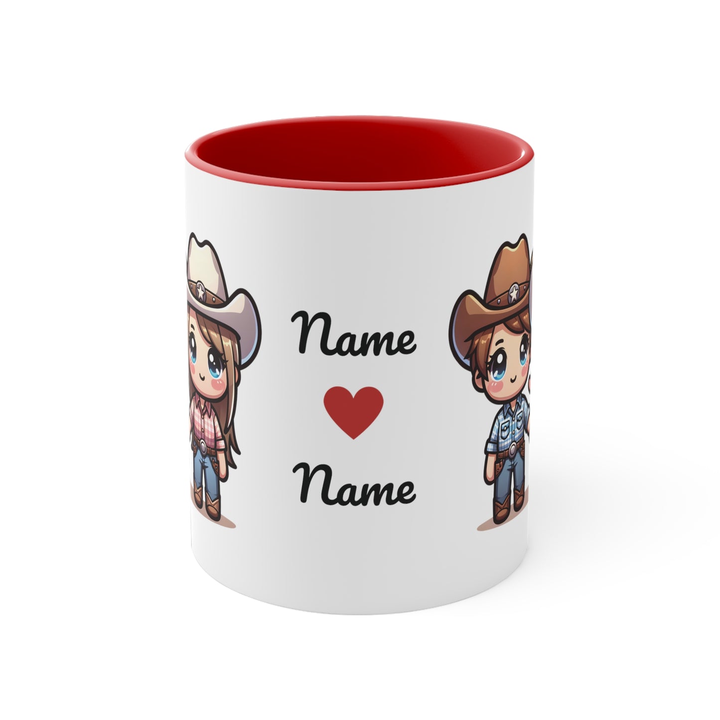 Cowboy Couple Collection 4 Personalized Cute - Custom Accent Coffee Mug, 11oz