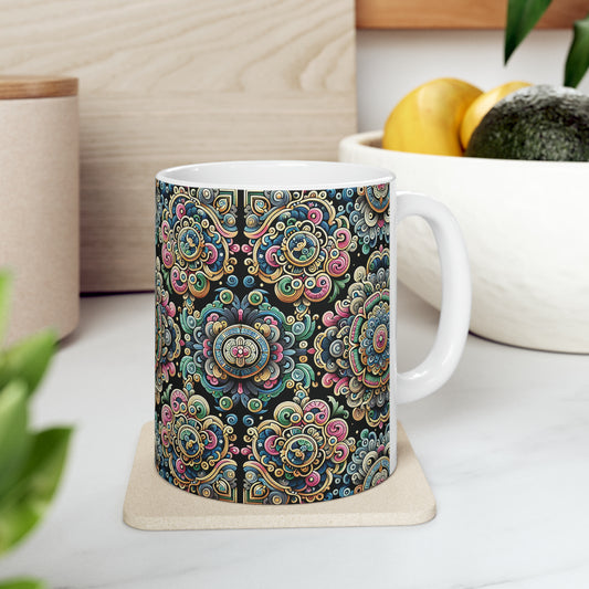 Hmong-Inspired Geometric Ceramic Coffee Mug 9