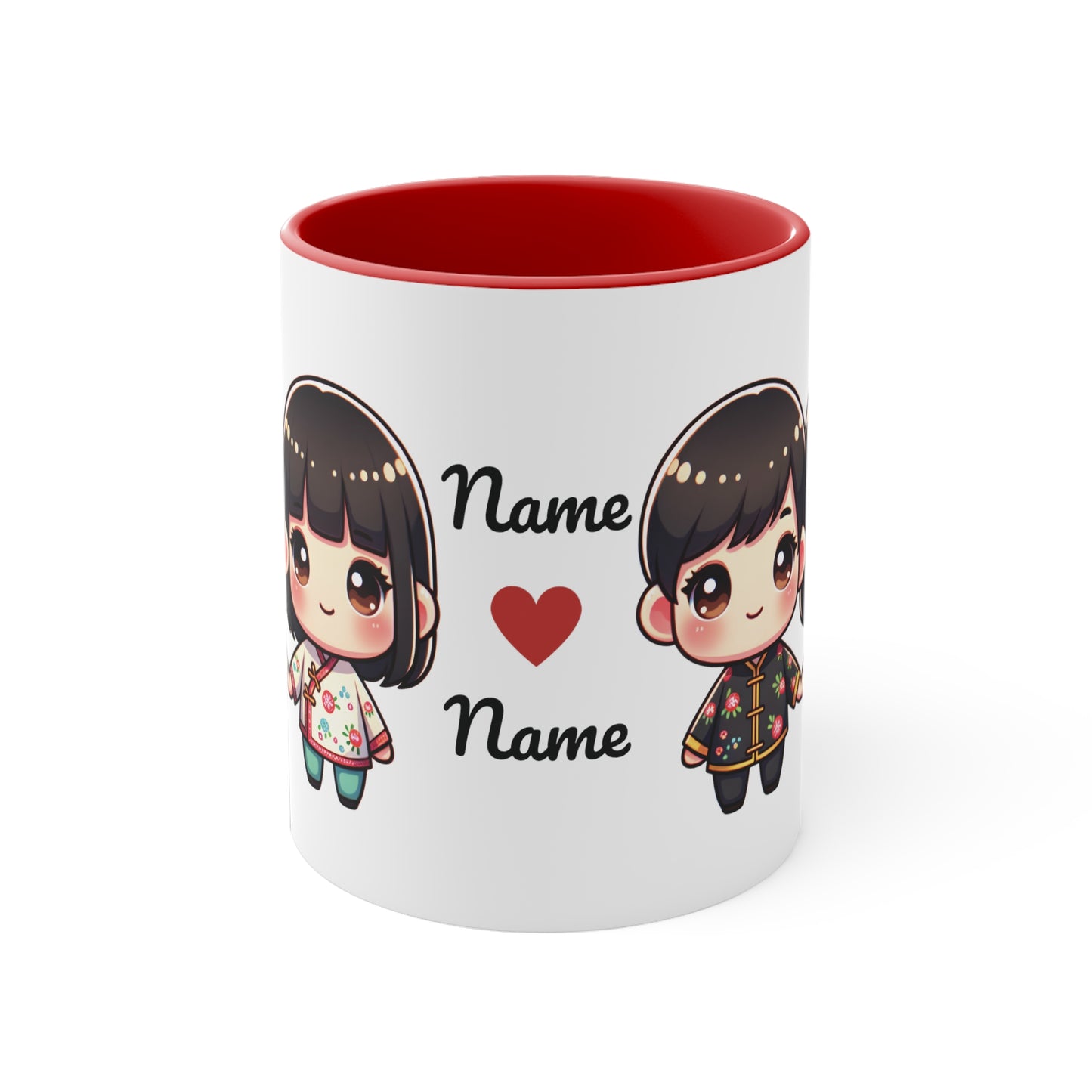 Chinese Couple in Chinese Clothes Collection 11 Personalized Cute - Custom Accent Coffee Mug, 11oz