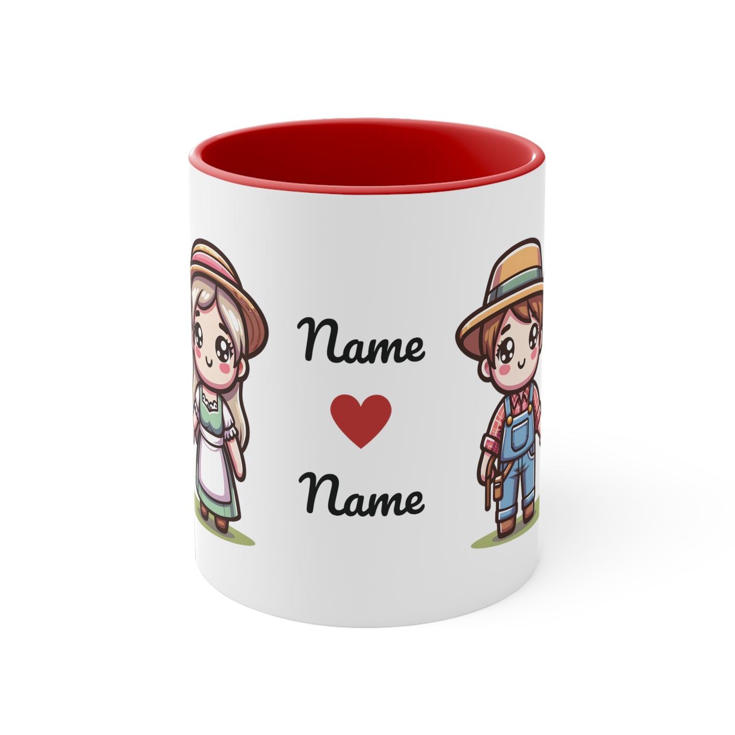 Farmer Couple Collection 2 Personalized Cute - Custom Accent Coffee Mug, 11oz