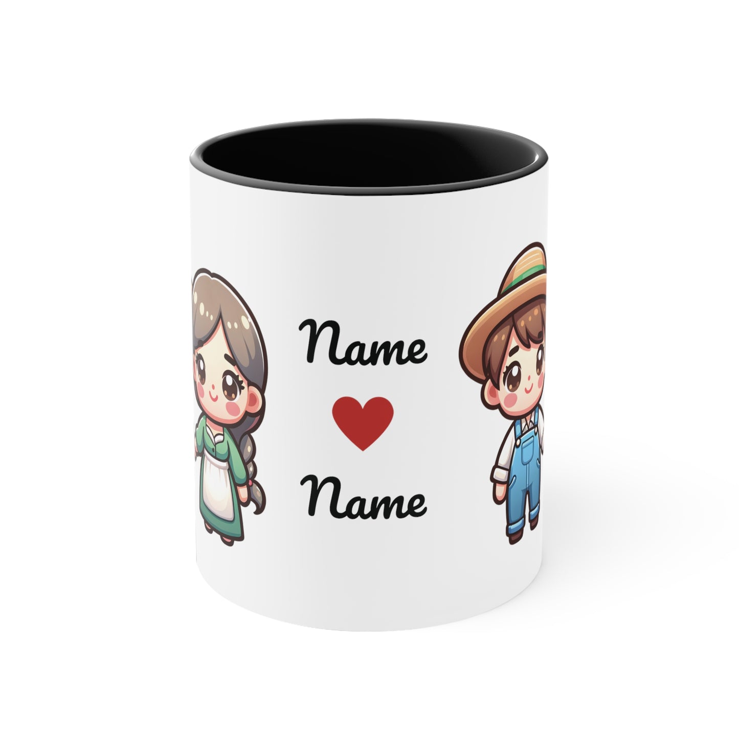 Farmer Couple Collection 6 Personalized Cute - Custom Accent Coffee Mug, 11oz