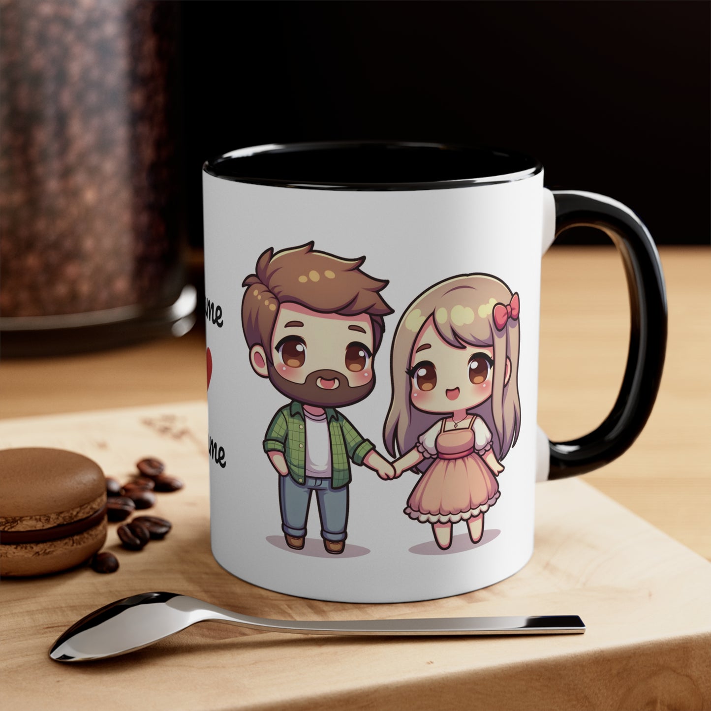 Beardman Couple Collection 2 Personalized Cute - Custom Accent Coffee Mug, 11oz