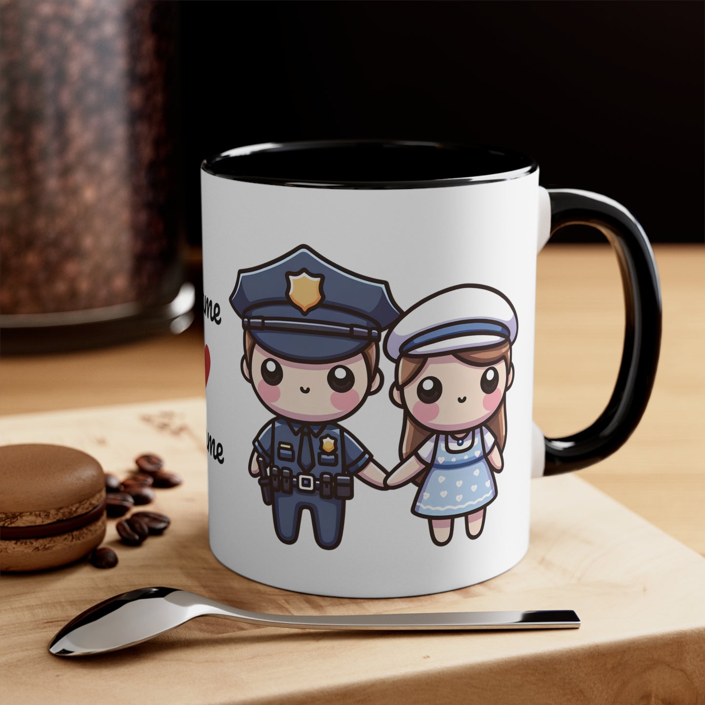 Policeman Couple Collection 3 Personalized Cute - Custom Accent Coffee Mug, 11oz