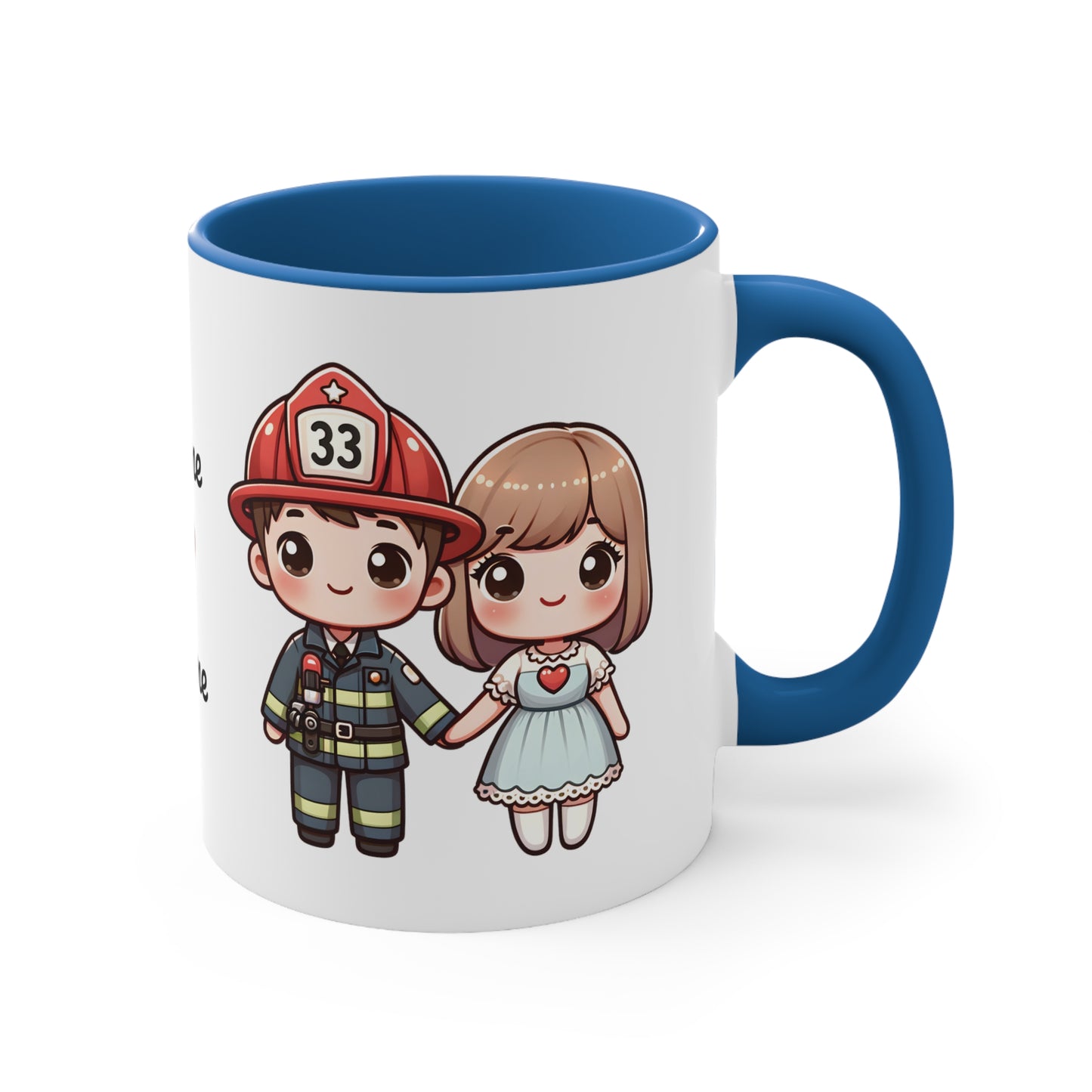 Firefighter Couple Collection 2 Personalized Cute - Custom Accent Coffee Mug, 11oz