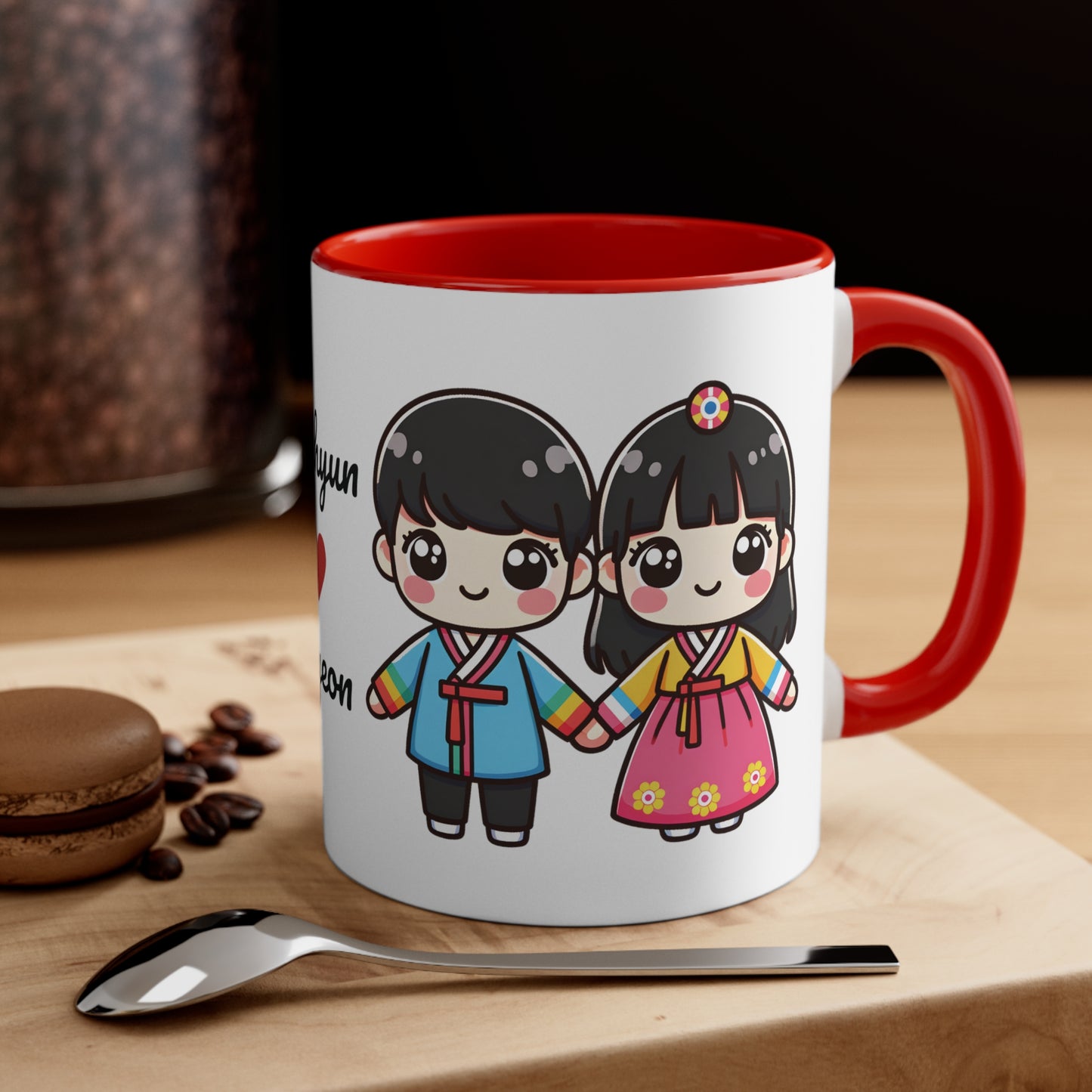 Korean Couple in Korean Clothes Collection 4 Personalized Cute - Custom Accent Coffee Mug, 11oz