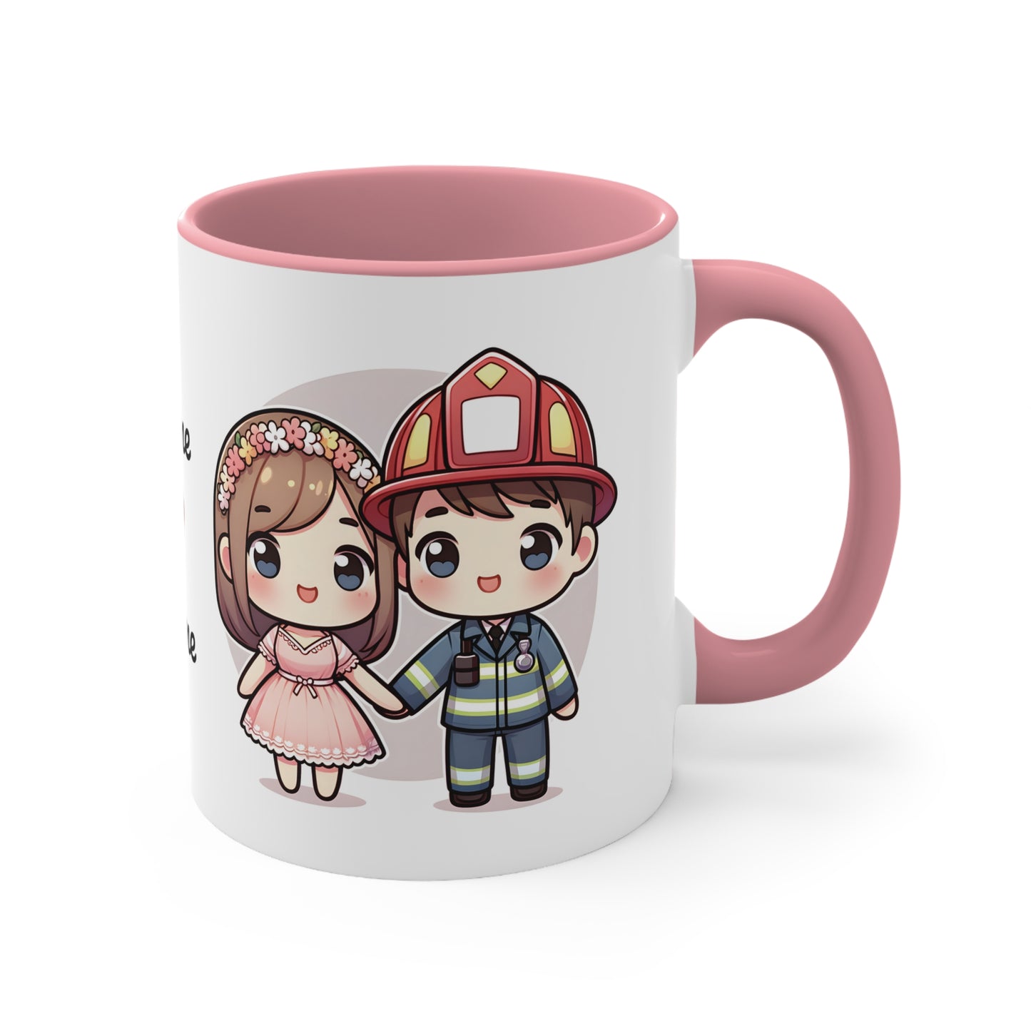 Firefighter Couple Collection 1 Personalized Cute - Custom Accent Coffee Mug, 11oz