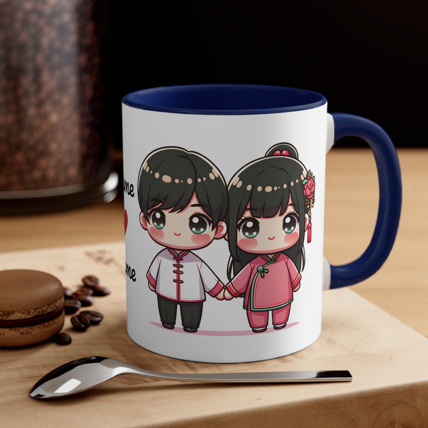 Chinese Couple in Chinese Clothes Collection 3 Personalized Cute - Custom Accent Coffee Mug, 11oz