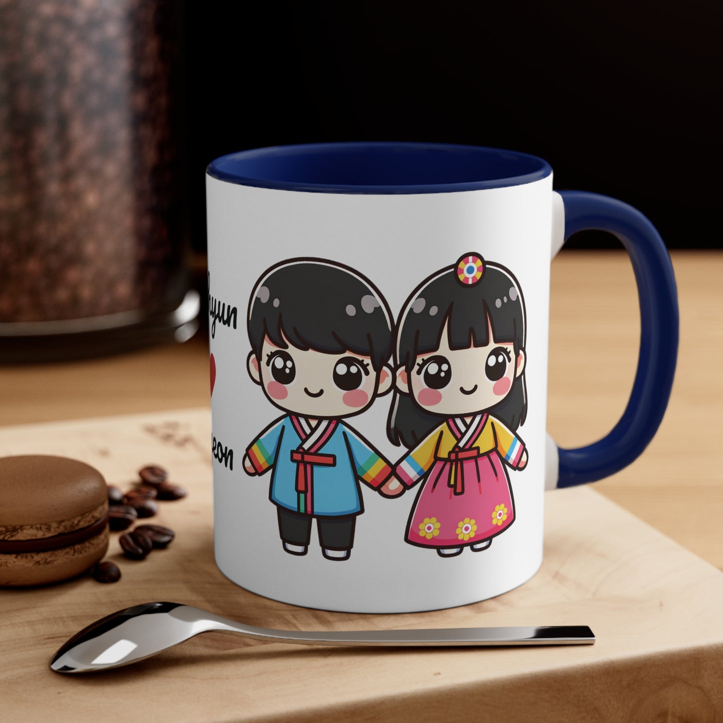 Korean Couple in Korean Clothes Collection 4 Personalized Cute - Custom Accent Coffee Mug, 11oz