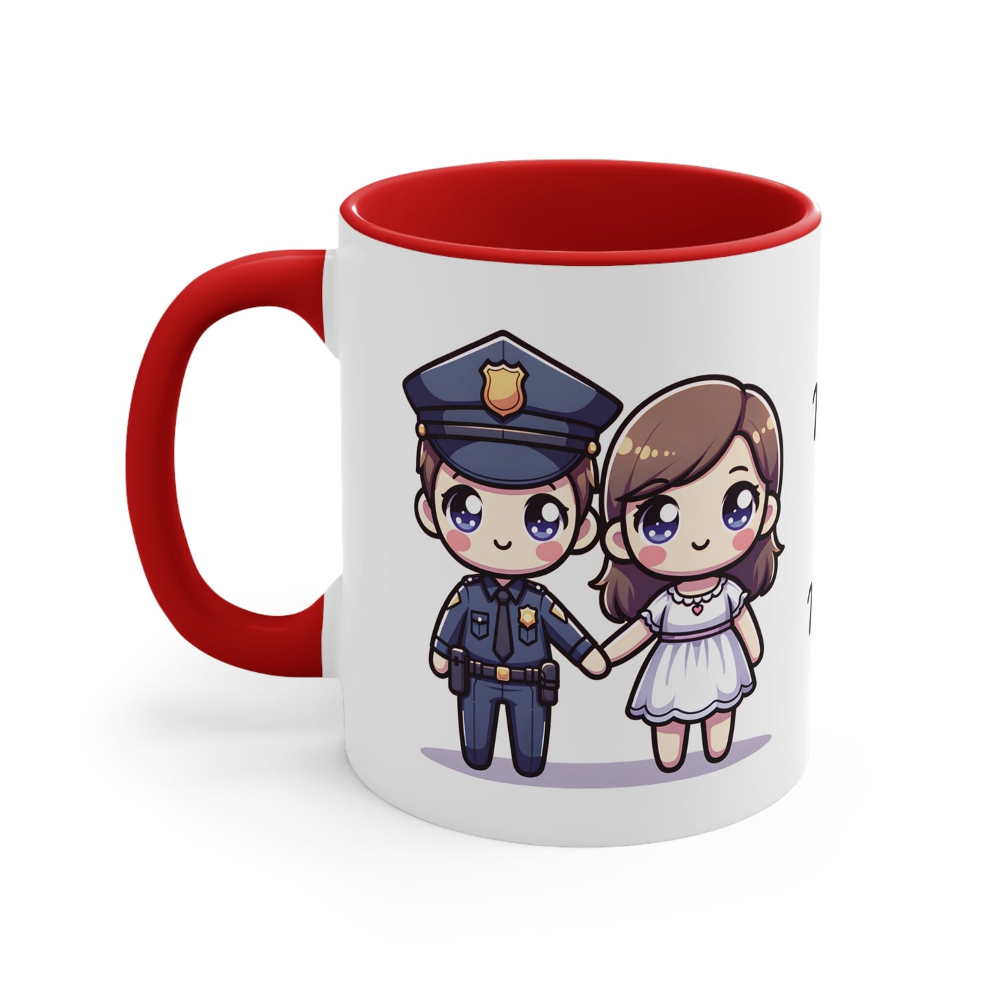 Policeman Couple Collection 2 Personalized Cute - Custom Accent Coffee Mug, 11oz