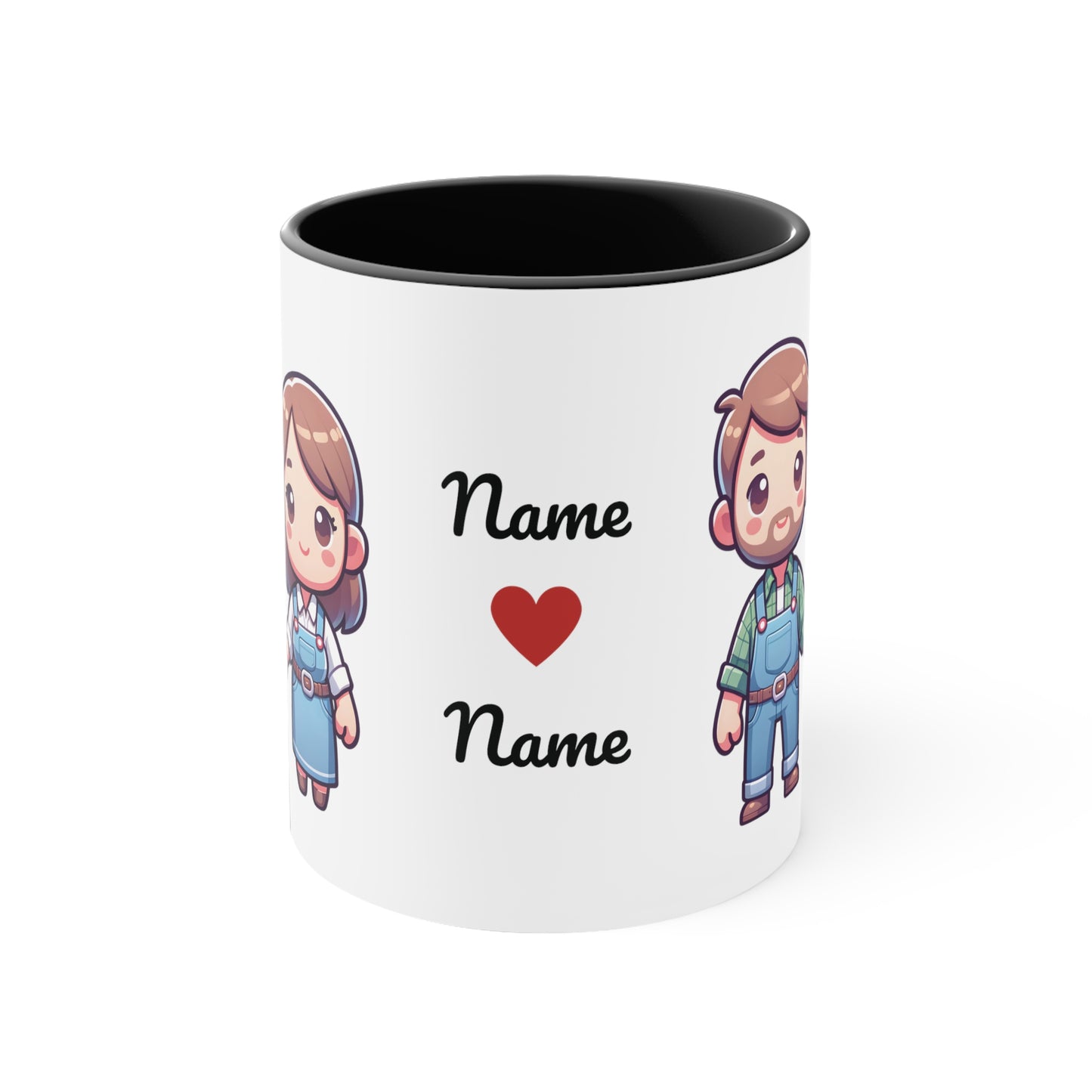 Farmer Couple Collection 1 Personalized Cute - Custom Accent Coffee Mug, 11oz