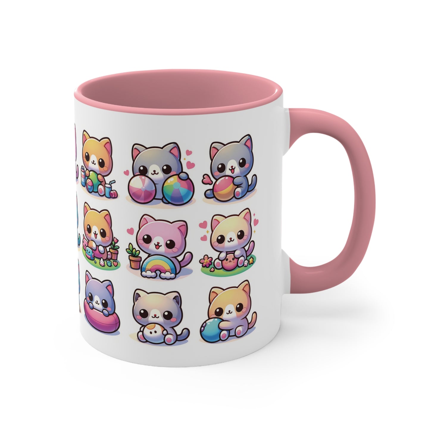 Cute Kitten Cat Colorful Playful Coffee Mug, 11oz