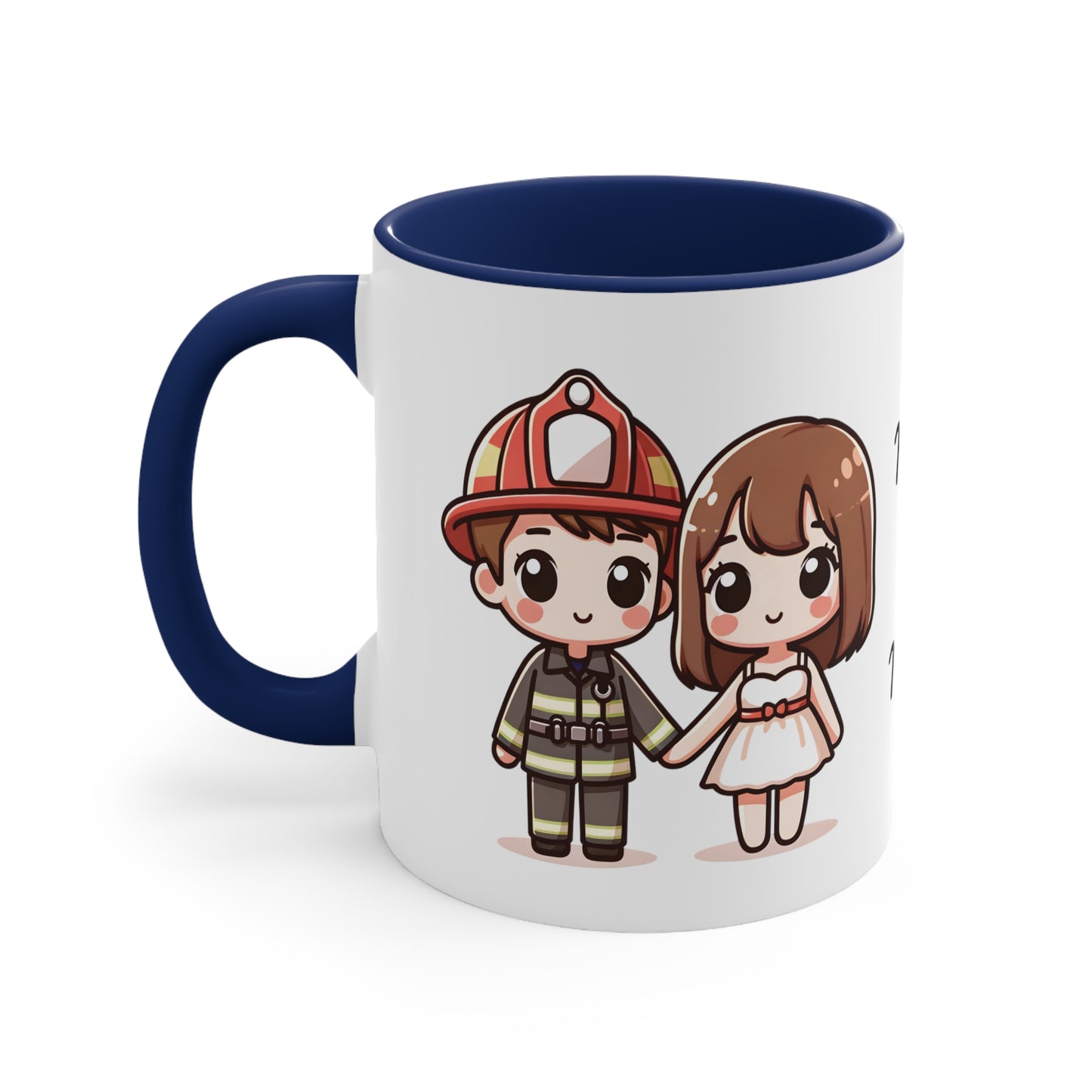 Firefighter Couple Collection 5 Personalized Cute - Custom Accent Coffee Mug, 11oz