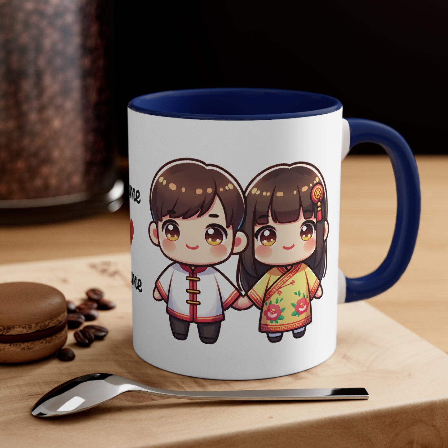 Chinese Couple in Chinese Clothes Collection 4 Personalized Cute - Custom Accent Coffee Mug, 11oz