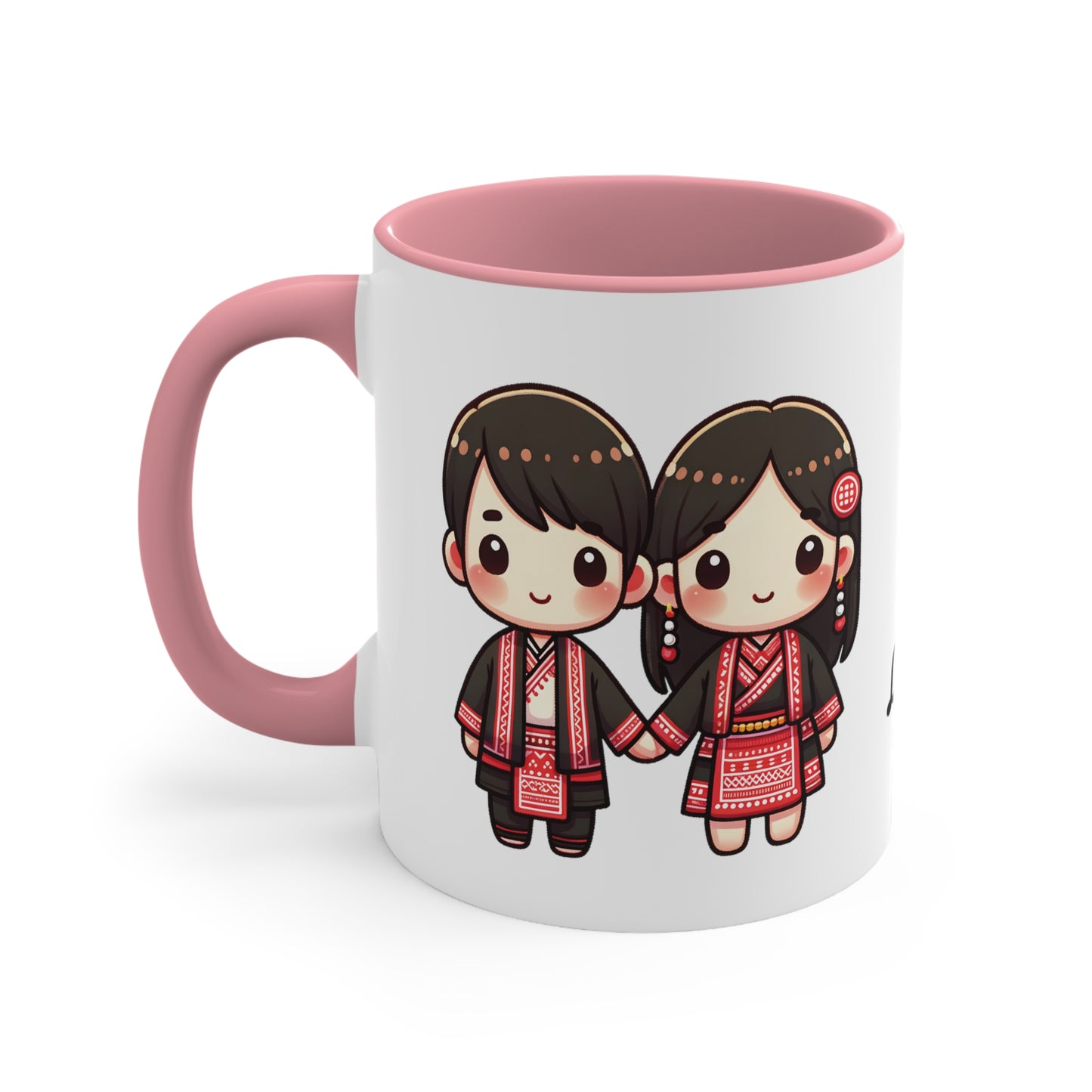 Hmong Couple Red Collection 2 Personalized Cute - Custom Accent Coffee Mug, 11oz