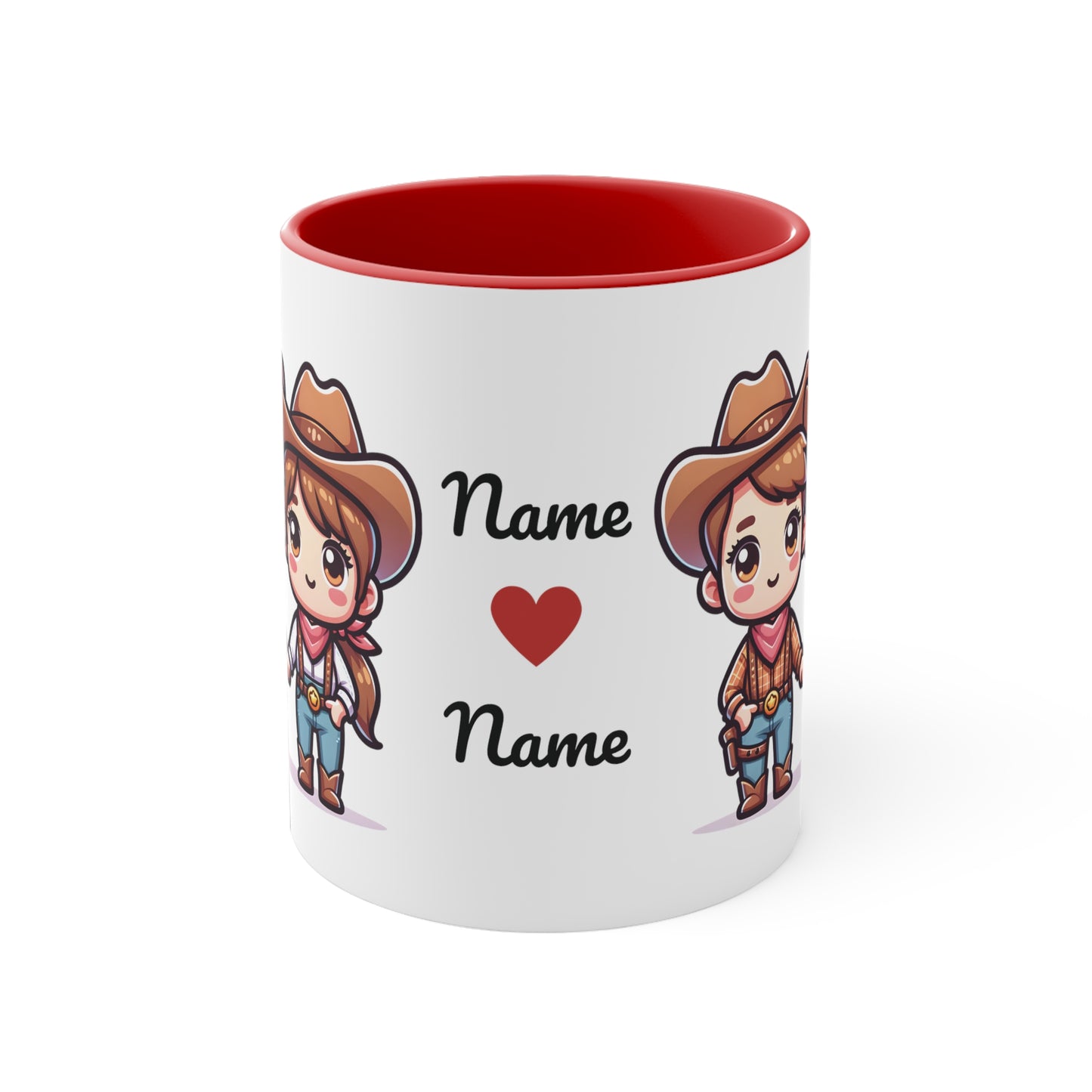 Cowboy Couple Collection 2 Personalized Cute - Custom Accent Coffee Mug, 11oz