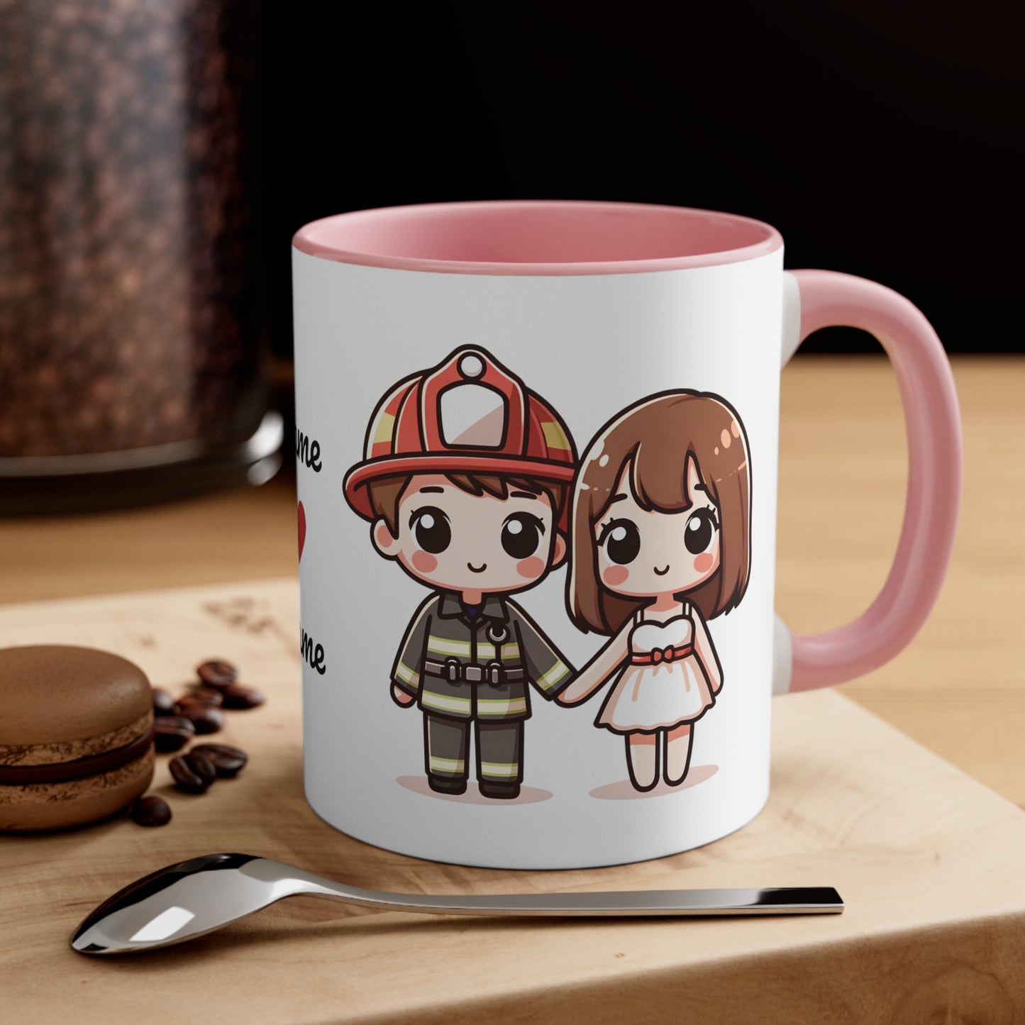 Firefighter Couple Collection 5 Personalized Cute - Custom Accent Coffee Mug, 11oz