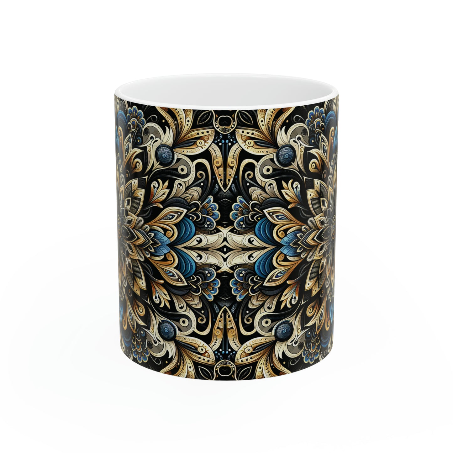 Hmong-Inspired Geometric Ceramic Coffee Mug 6