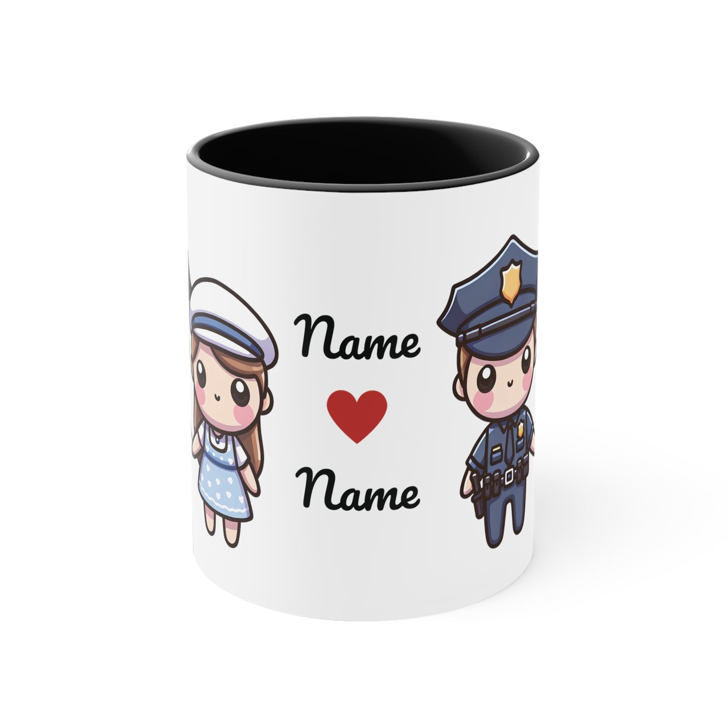 Policeman Couple Collection 3 Personalized Cute - Custom Accent Coffee Mug, 11oz