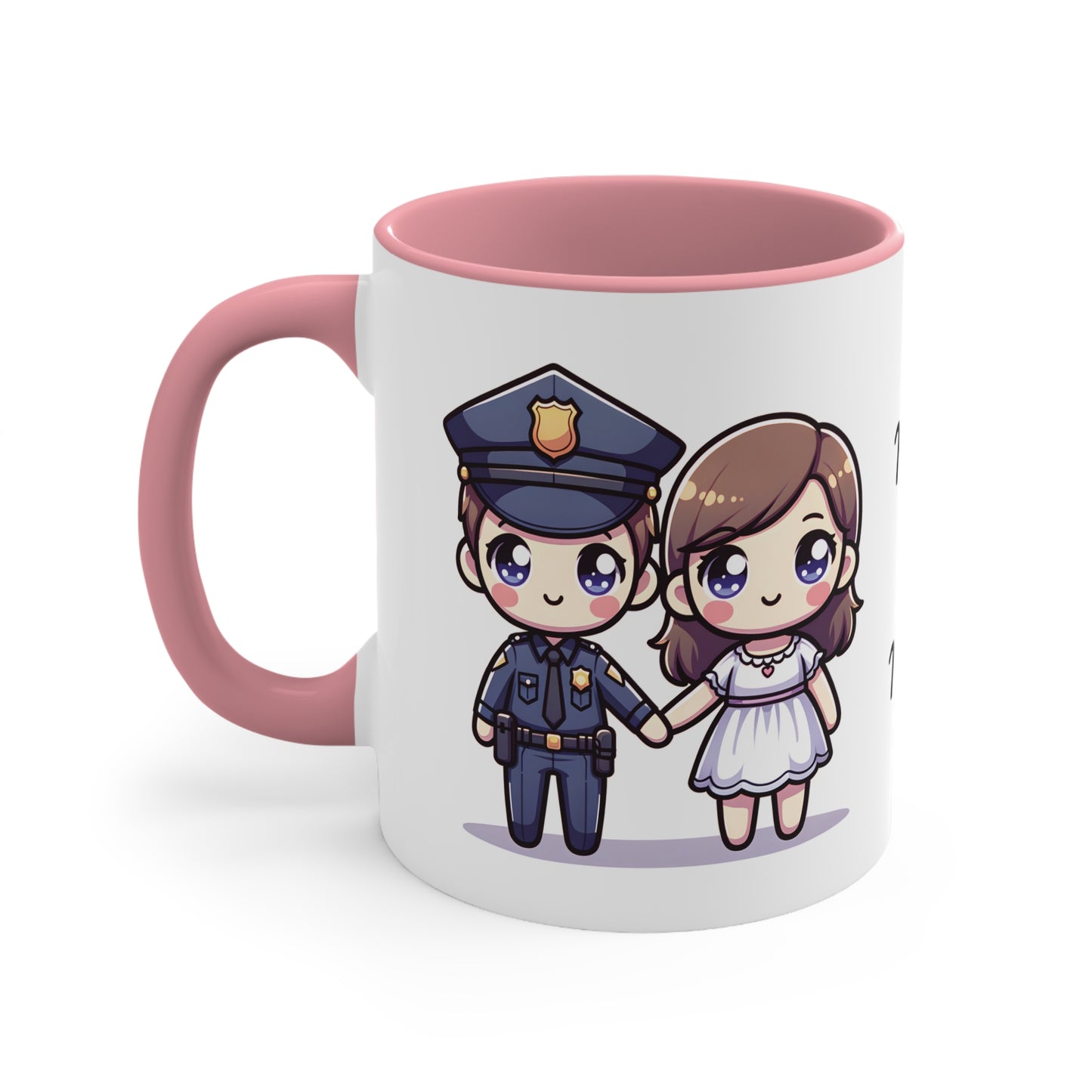 Policeman Couple Collection 2 Personalized Cute - Custom Accent Coffee Mug, 11oz