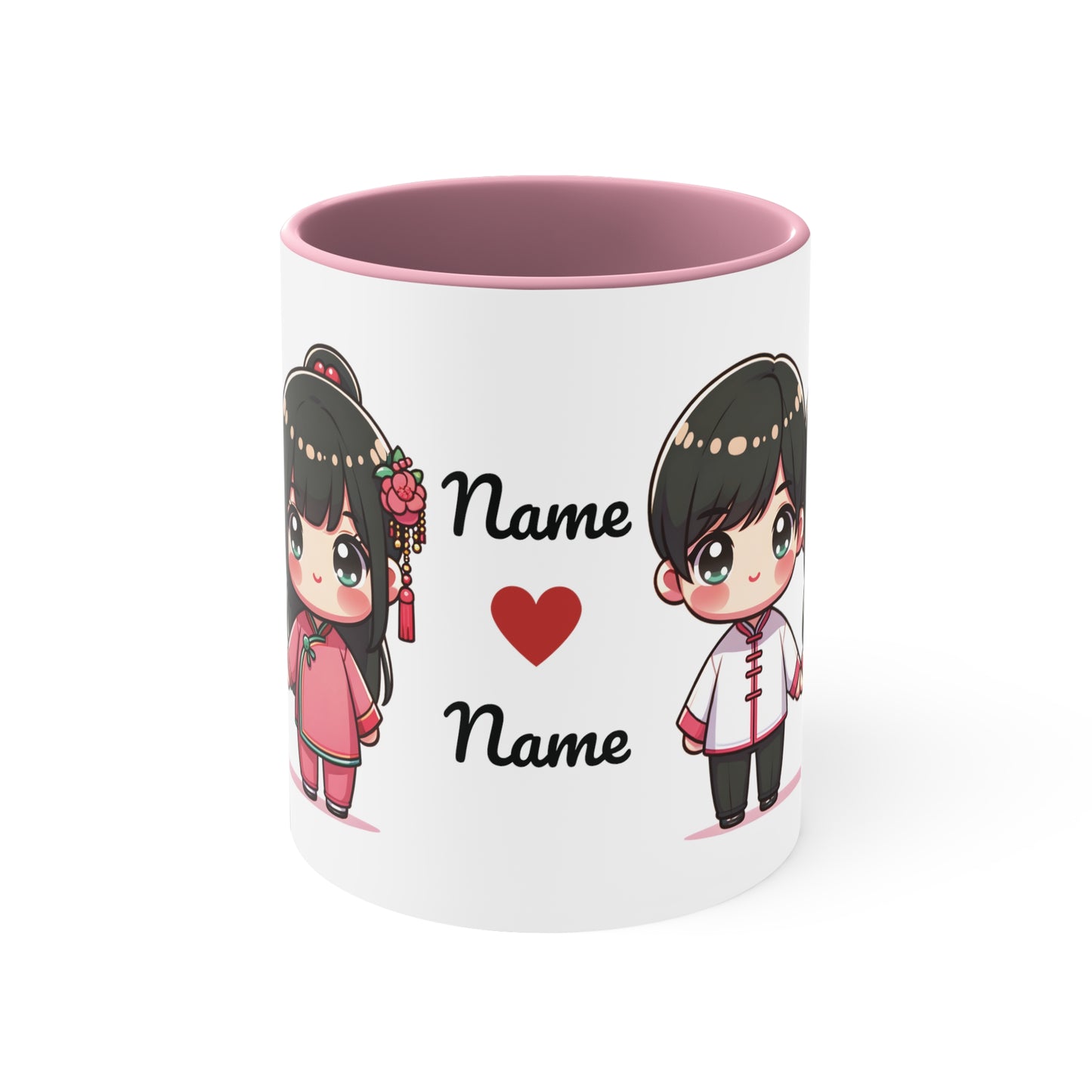 Chinese Couple in Chinese Clothes Collection 3 Personalized Cute - Custom Accent Coffee Mug, 11oz