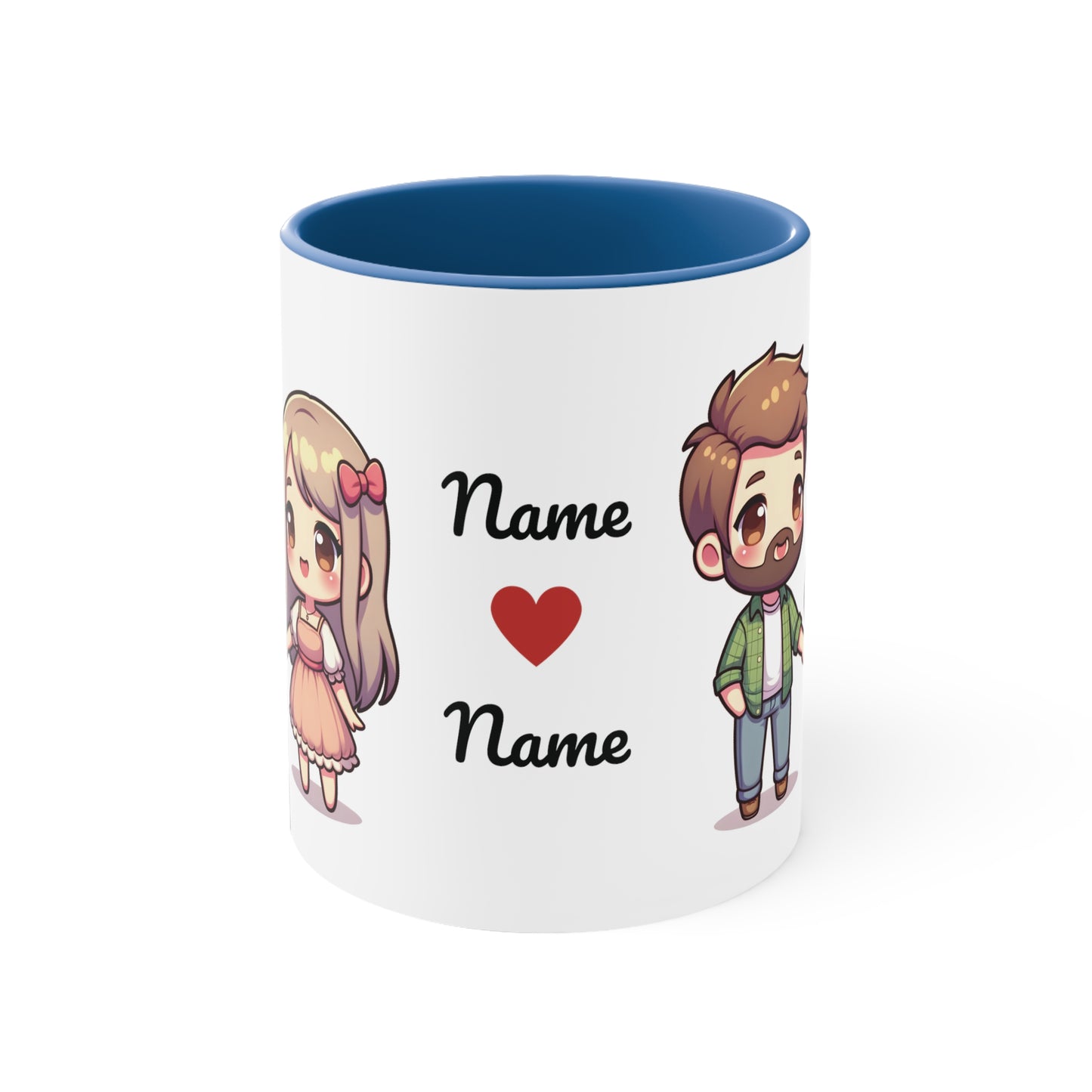 Beardman Couple Collection 2 Personalized Cute - Custom Accent Coffee Mug, 11oz