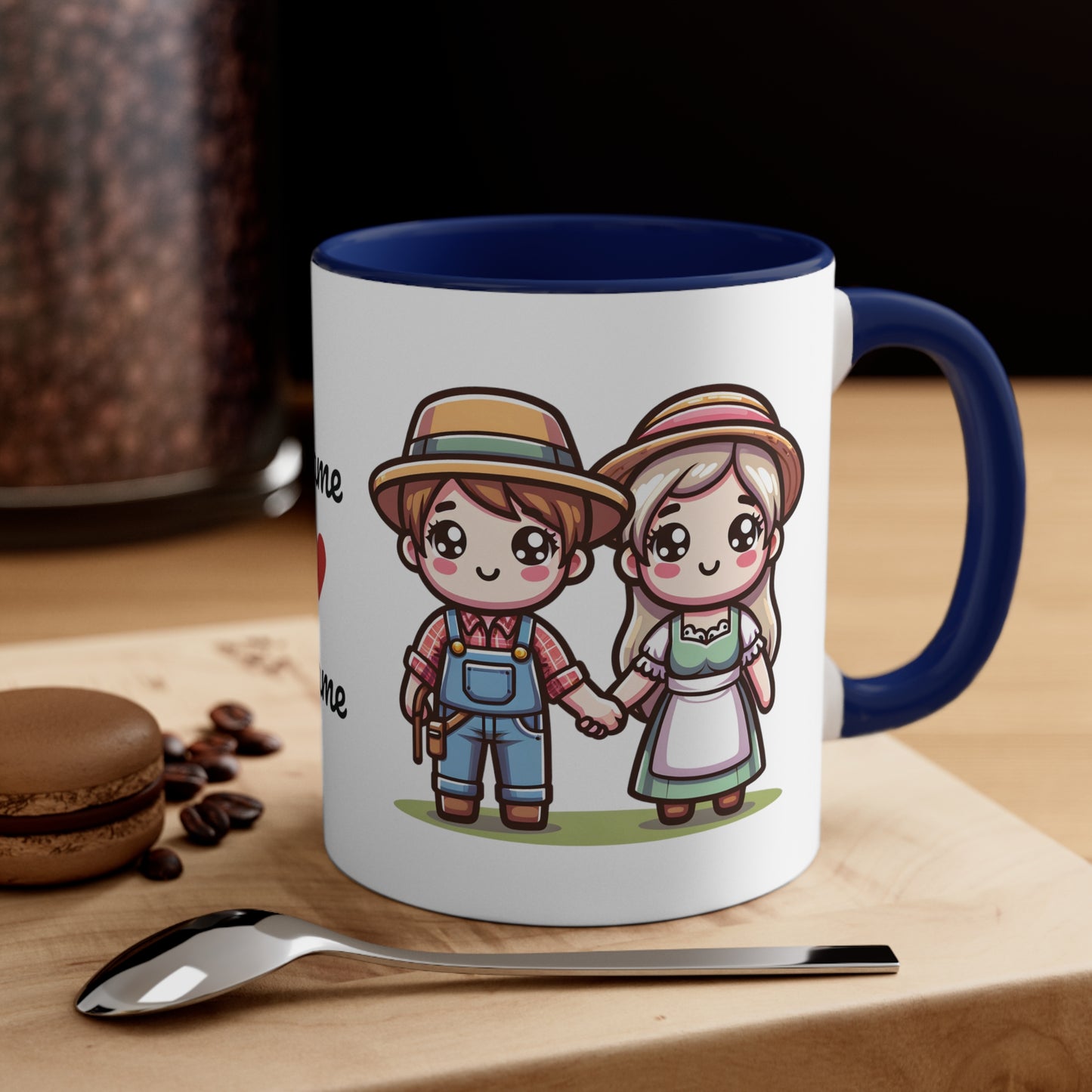 Farmer Couple Collection 2 Personalized Cute - Custom Accent Coffee Mug, 11oz