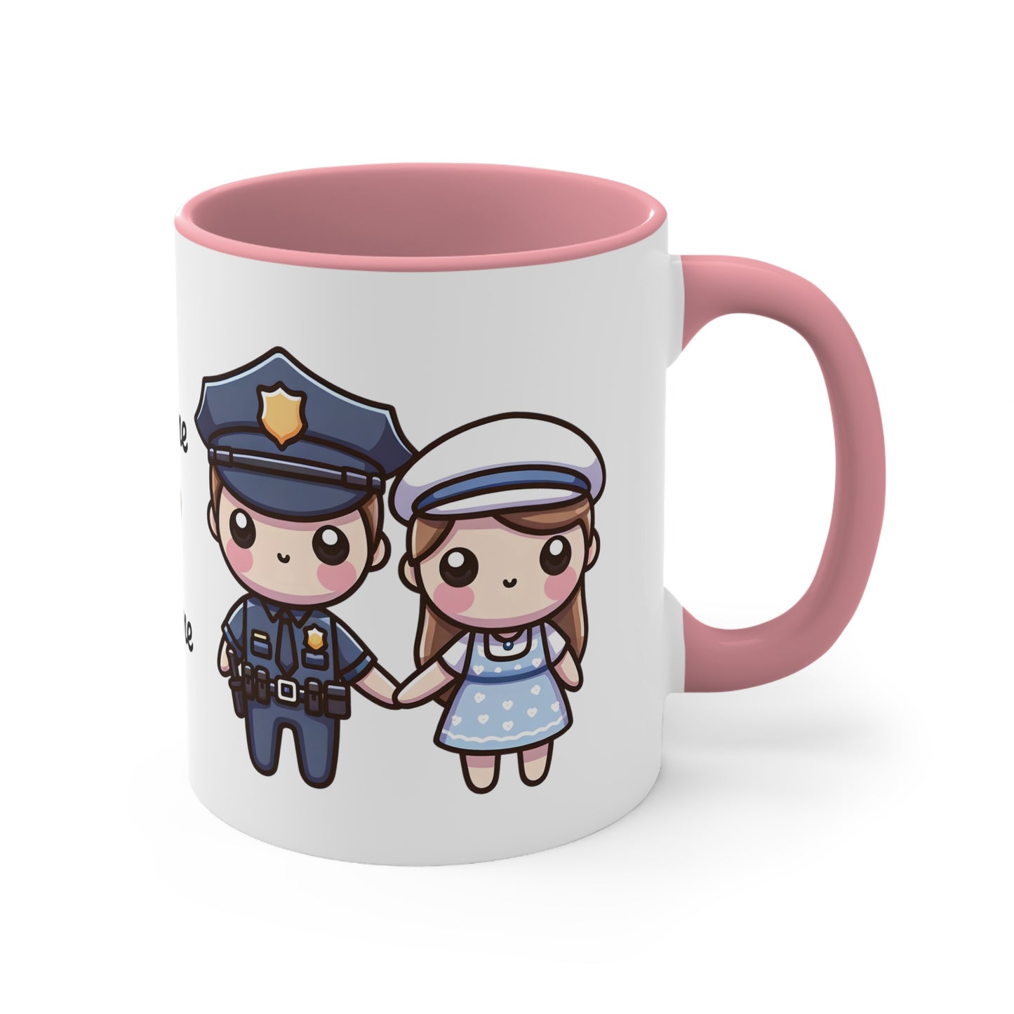 Policeman Couple Collection 3 Personalized Cute - Custom Accent Coffee Mug, 11oz