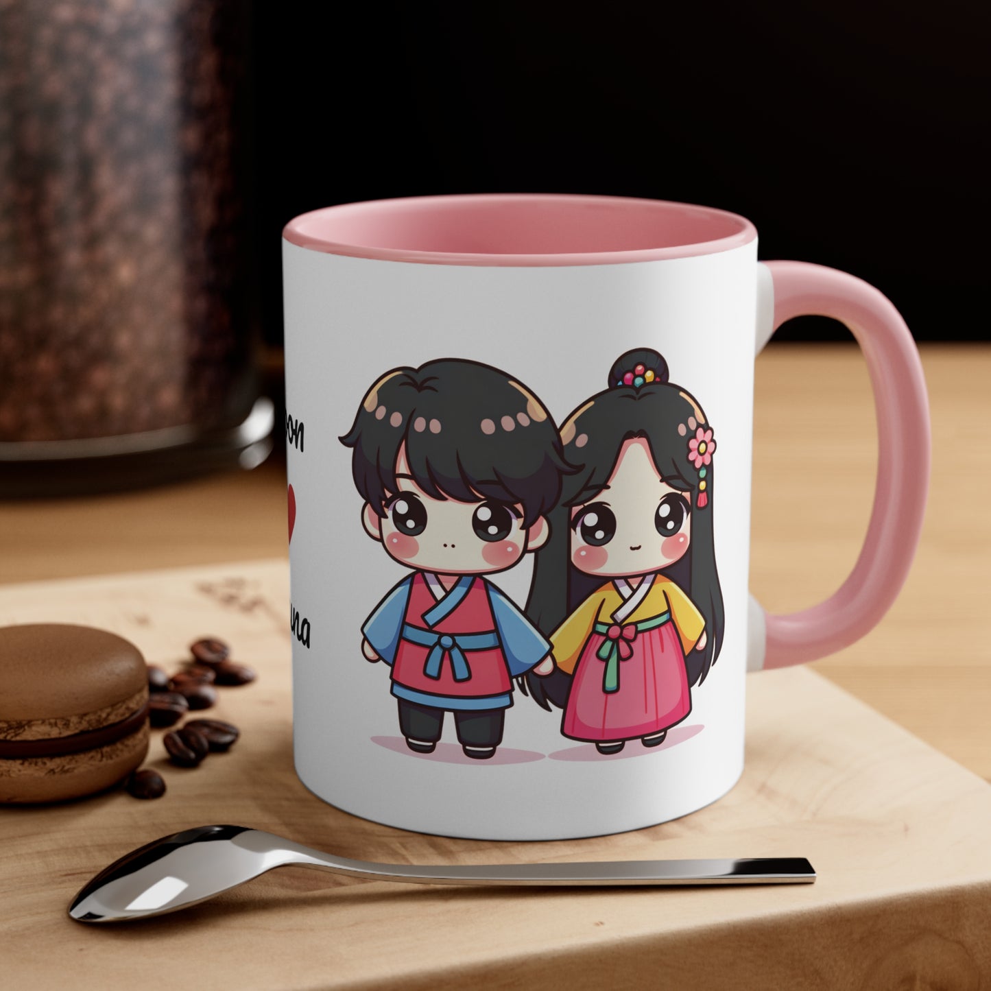 Korean Couple in Korean Clothes Collection 3 Personalized Cute - Custom Accent Coffee Mug, 11oz