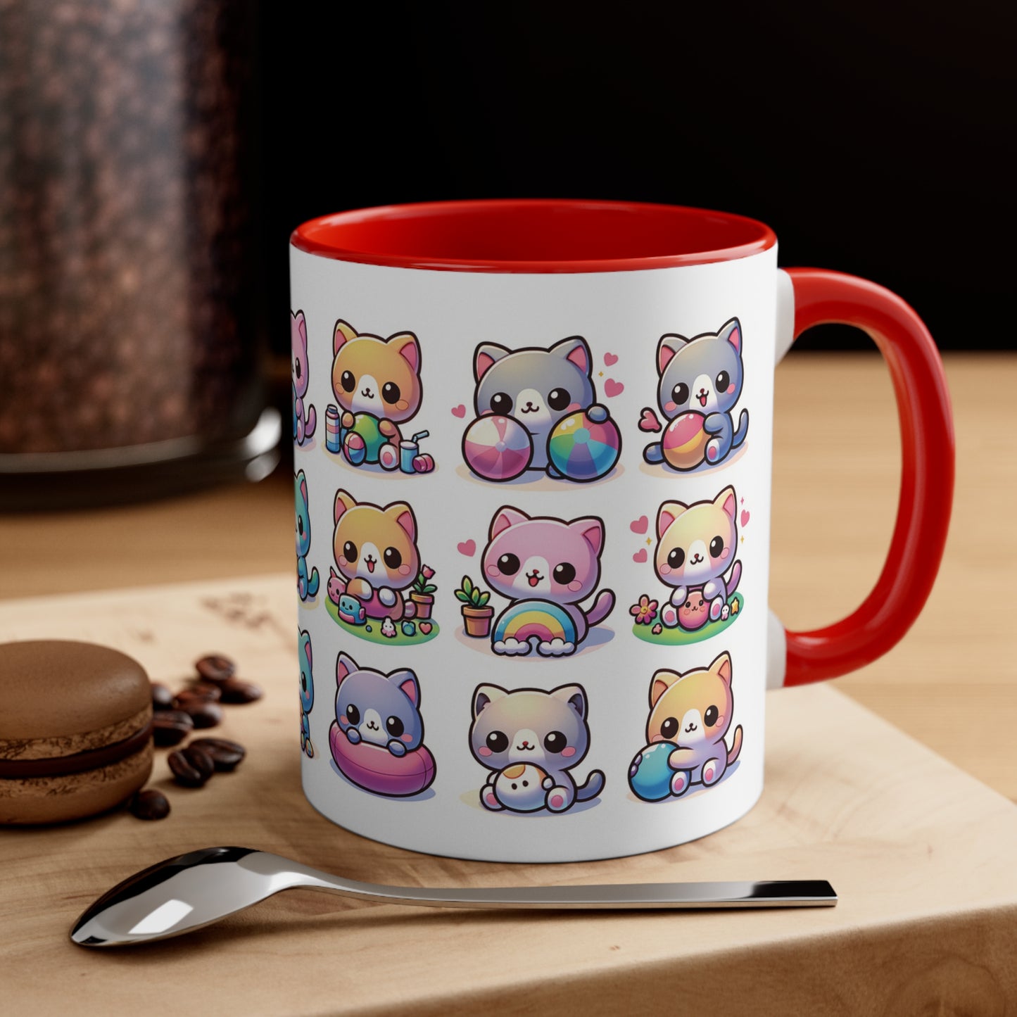 Cute Kitten Cat Colorful Playful Coffee Mug, 11oz