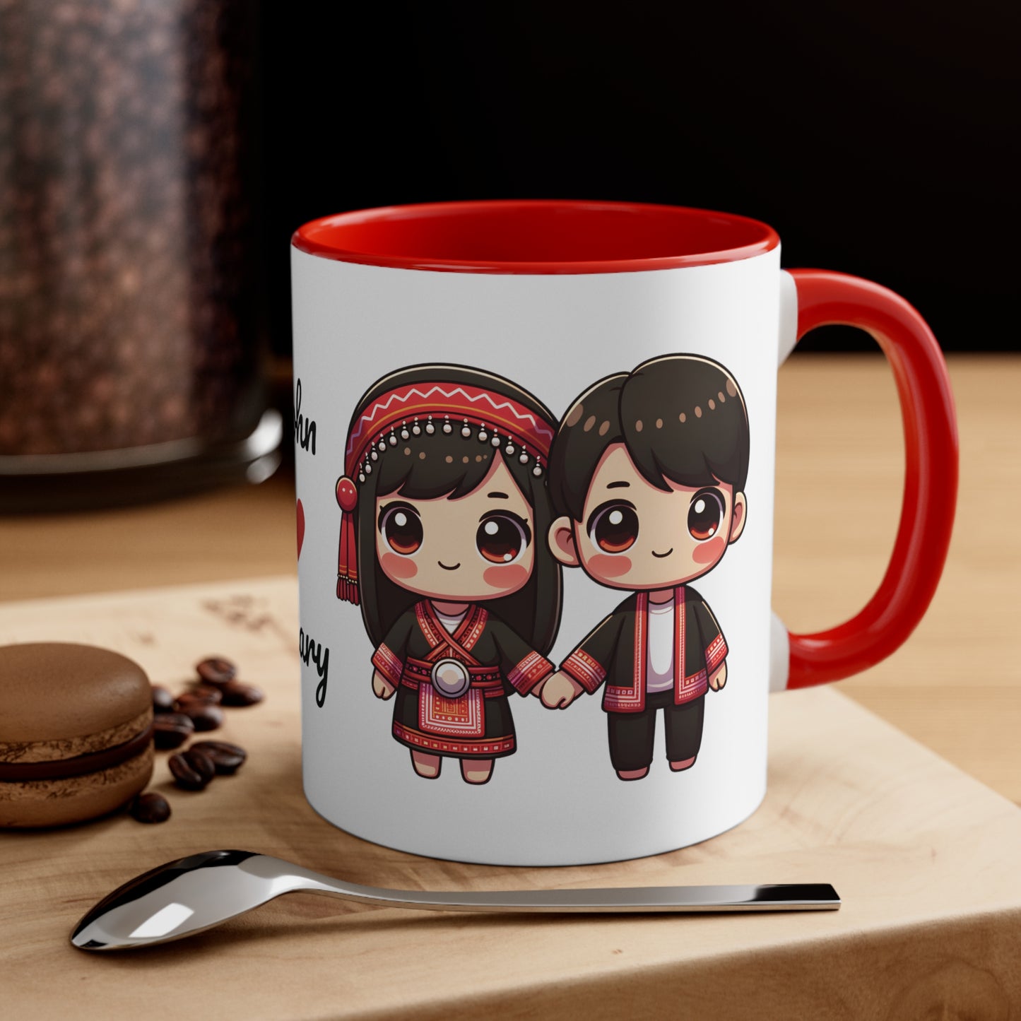 Hmong Couple Red Collection 1 Personalized Cute - Custom Accent Coffee Mug, 11oz