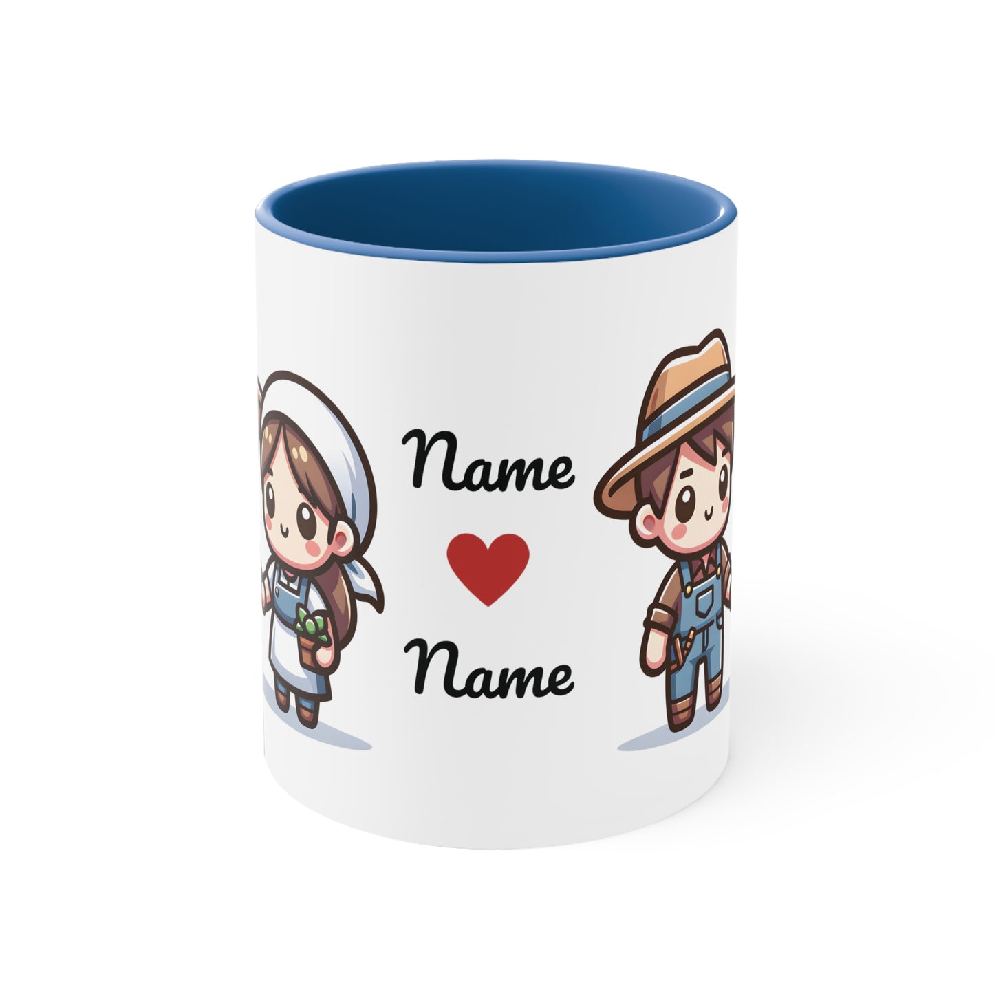 Farmer Couple Collection 5 Personalized Cute - Custom Accent Coffee Mug, 11oz