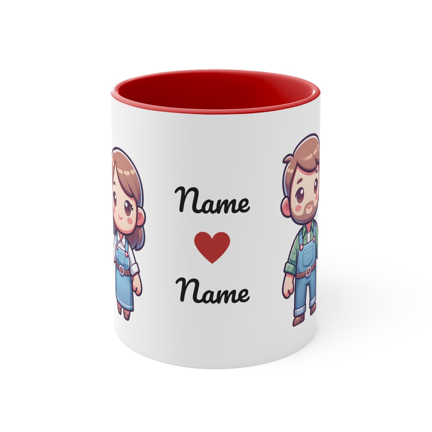 Farmer Couple Collection 1 Personalized Cute - Custom Accent Coffee Mug, 11oz