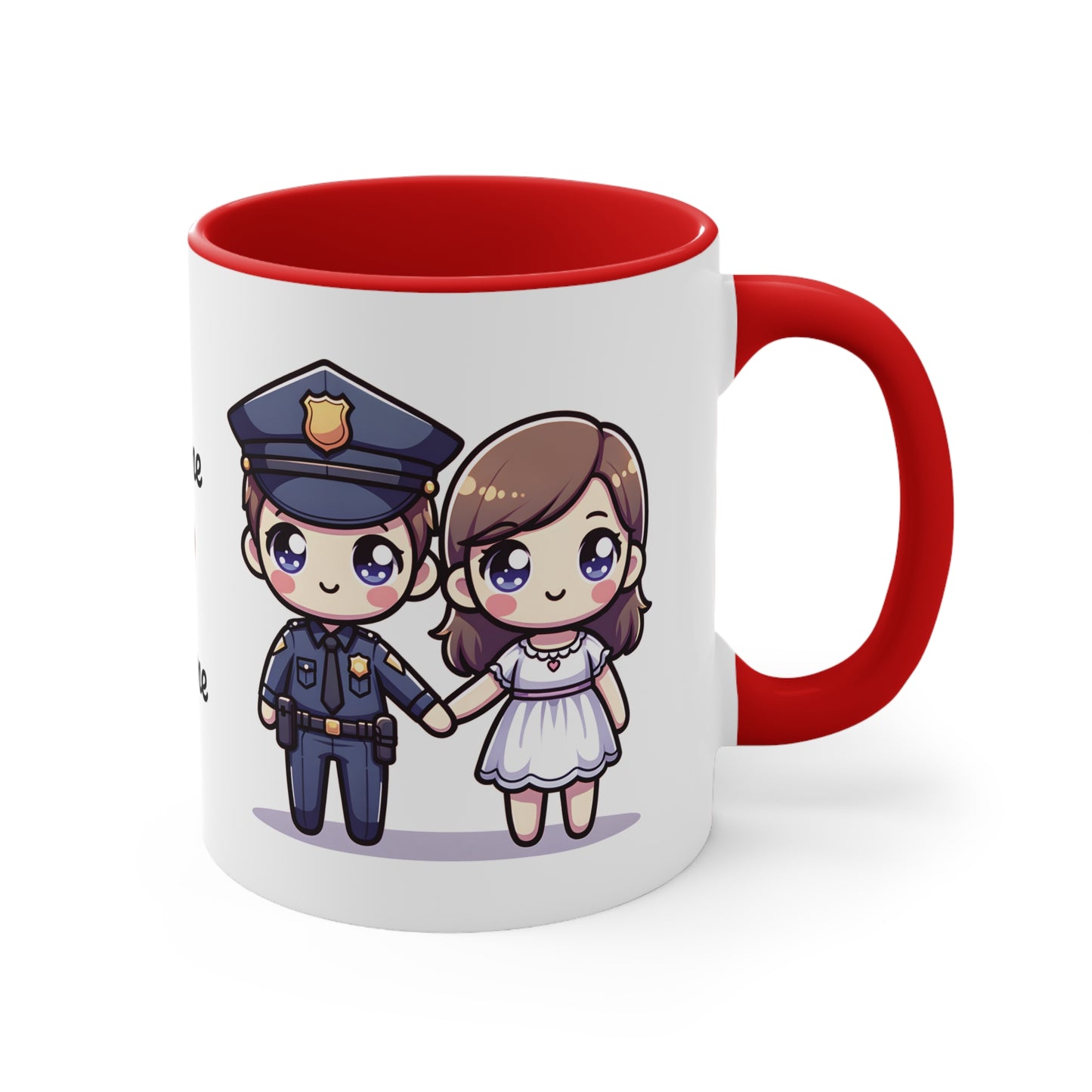 Policeman Couple Collection 2 Personalized Cute - Custom Accent Coffee Mug, 11oz