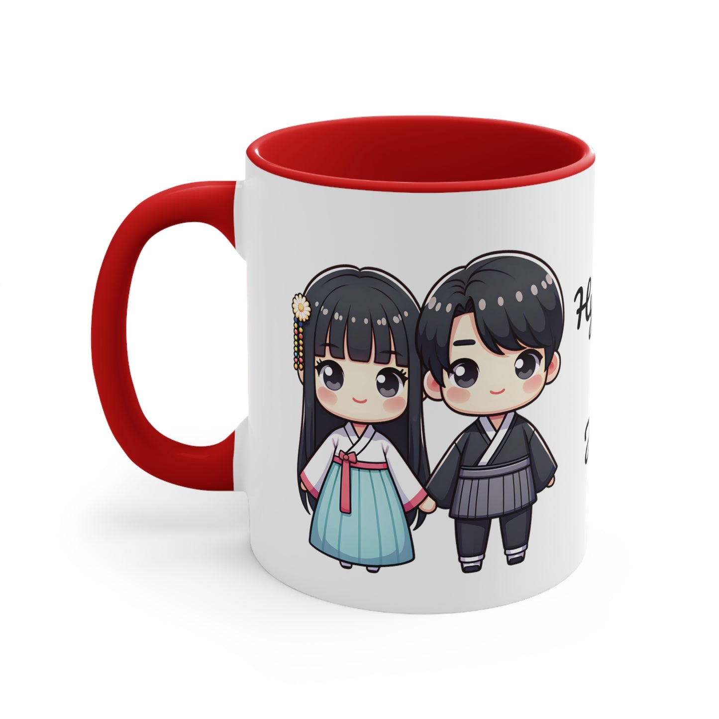 Korean Couple in Korean Clothes Collection 1 Personalized Cute - Custom Accent Coffee Mug, 11oz