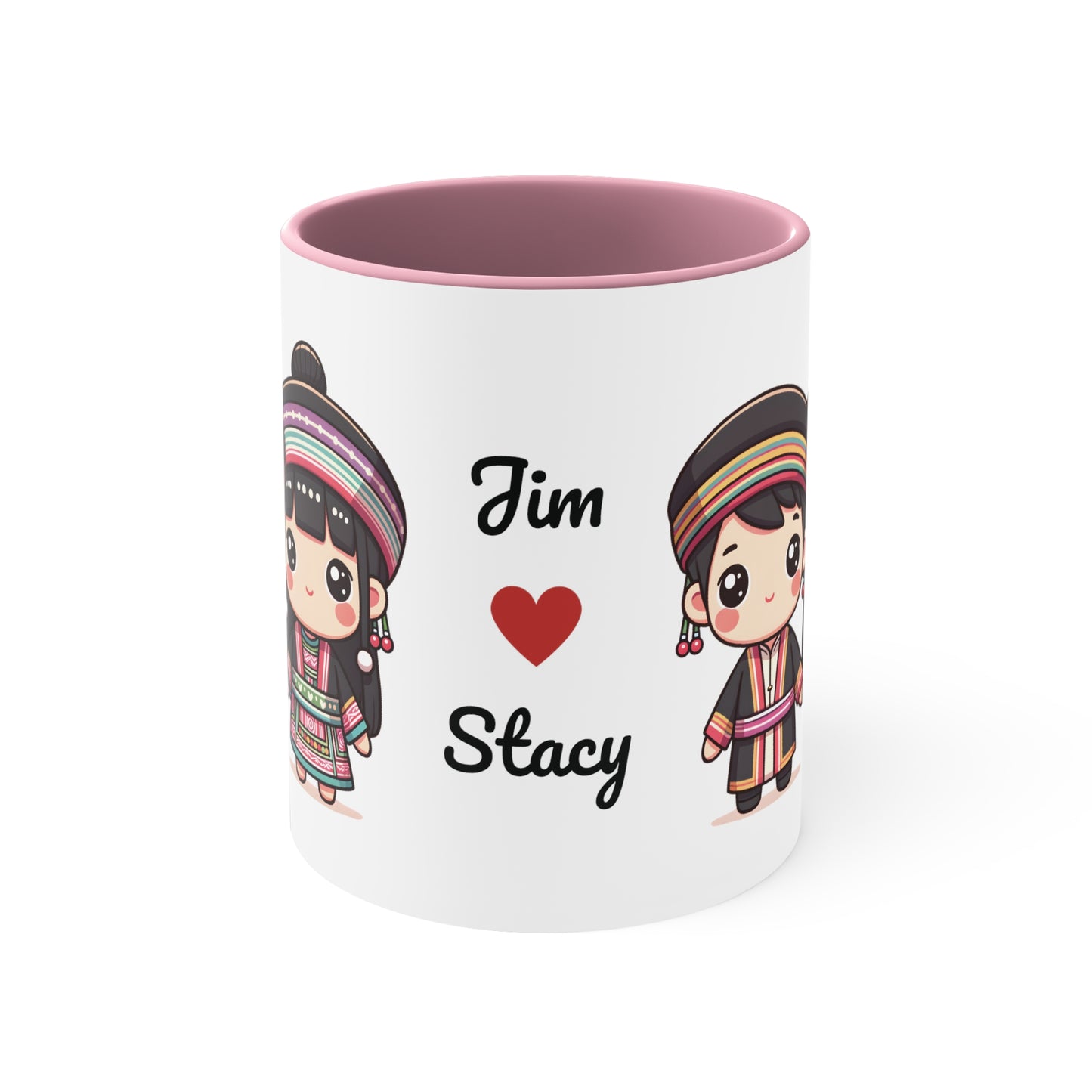 Hmong Couple Colorful Collection 1 Personalized Cute - Custom Accent Coffee Mug, 11oz