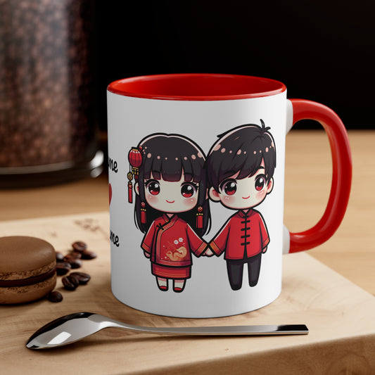 Chinese Couple in Chinese Clothes Collection 3 Personalized Cute - Custom Accent Coffee Mug, 11oz