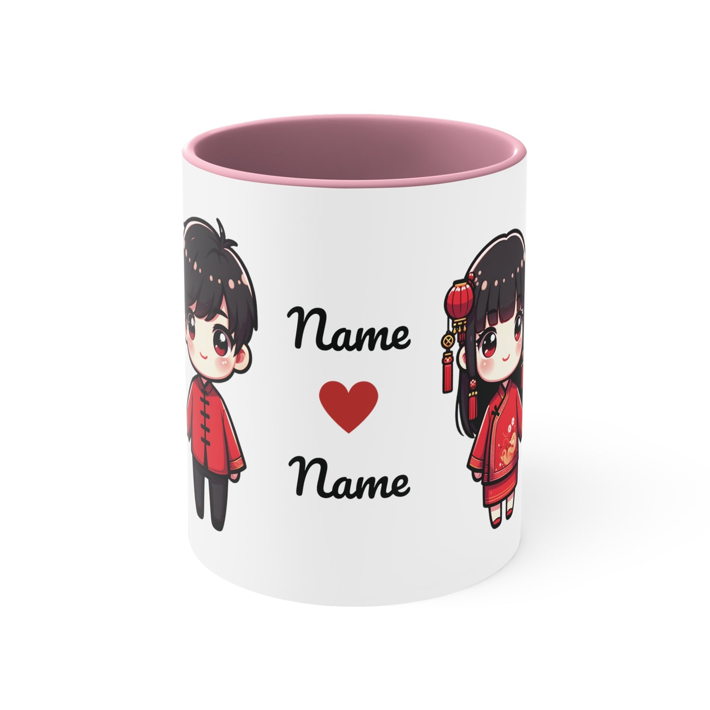 Chinese Couple in Chinese Clothes Collection 3 Personalized Cute - Custom Accent Coffee Mug, 11oz