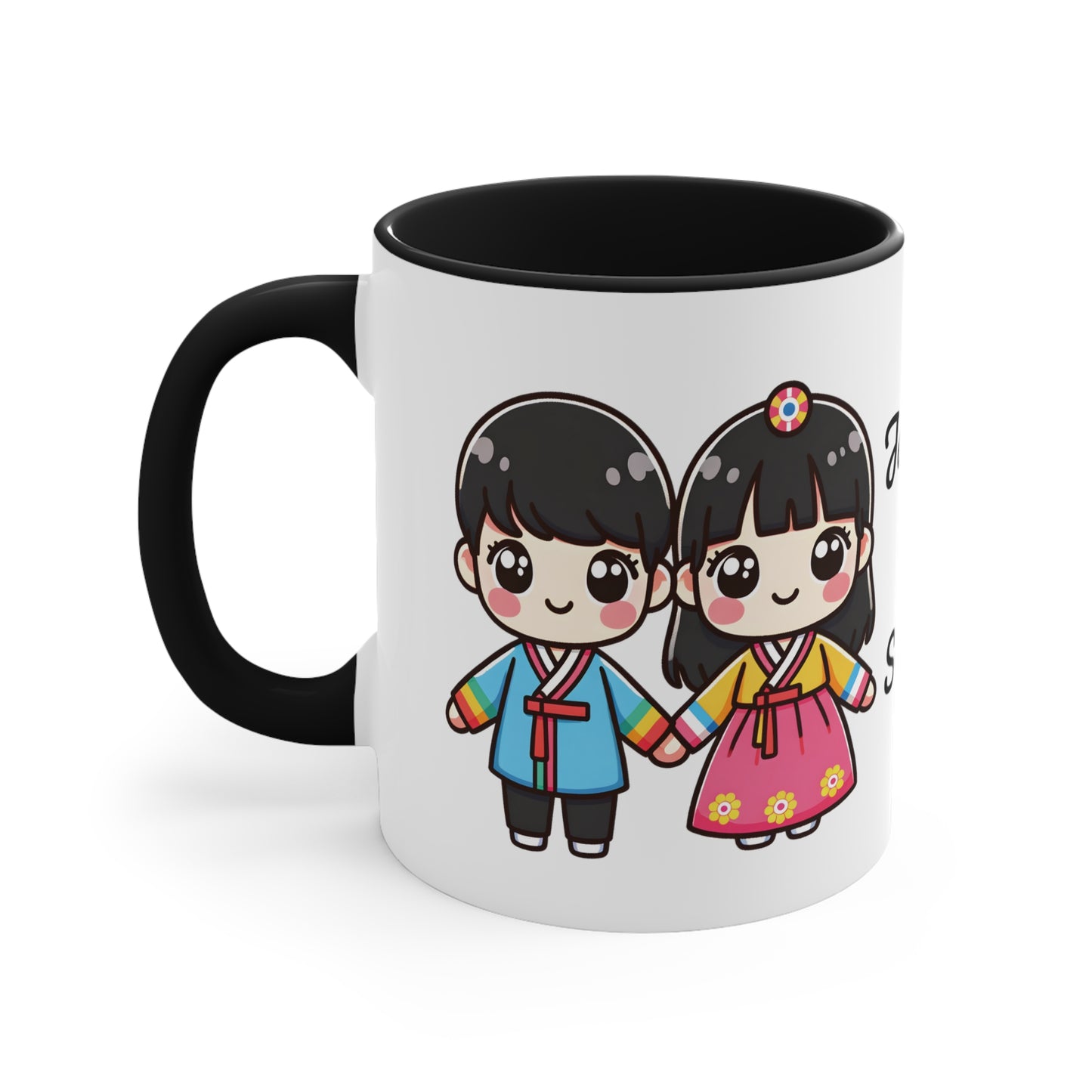 Korean Couple in Korean Clothes Collection 4 Personalized Cute - Custom Accent Coffee Mug, 11oz