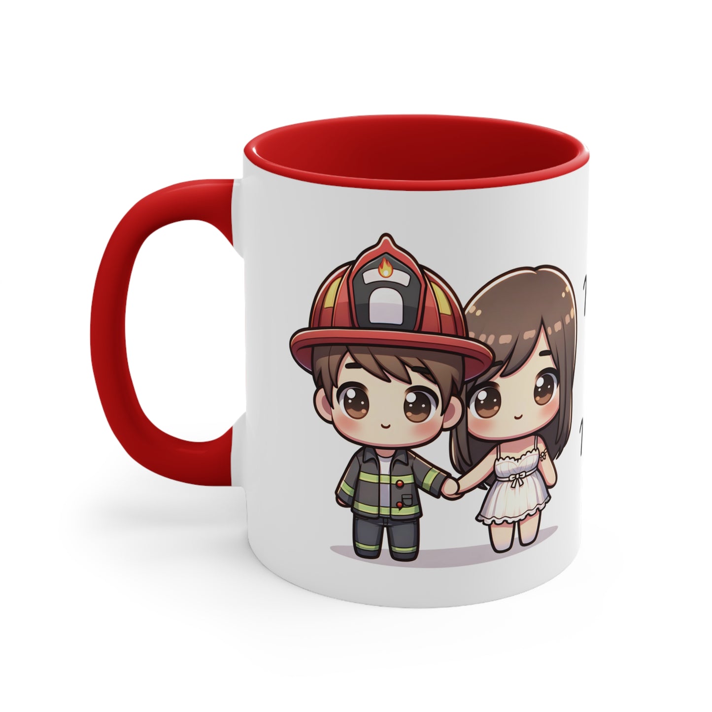 Firefighter Couple Collection 4 Personalized Cute - Custom Accent Coffee Mug, 11oz