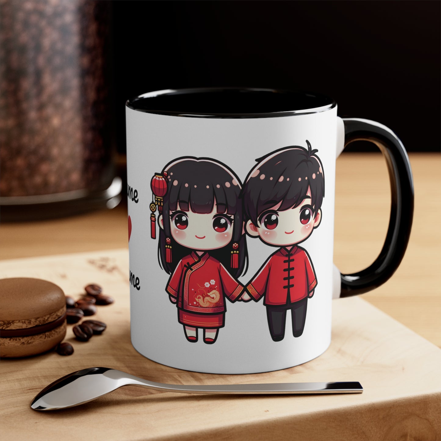 Chinese Couple in Chinese Clothes Collection 3 Personalized Cute - Custom Accent Coffee Mug, 11oz