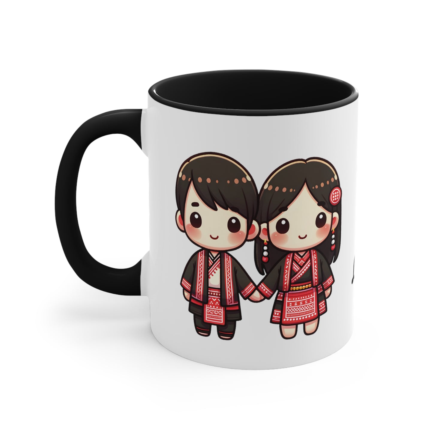 Hmong Couple Red Collection 2 Personalized Cute - Custom Accent Coffee Mug, 11oz