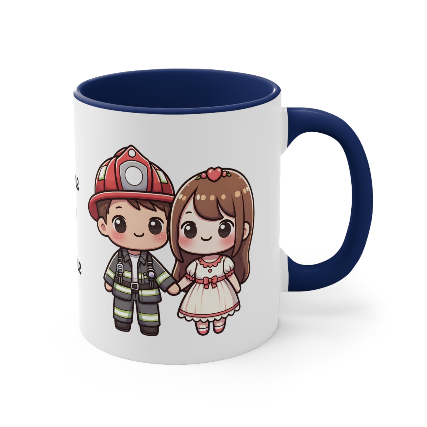 Firefighter Couple Collection 6 Personalized Cute - Custom Accent Coffee Mug, 11oz