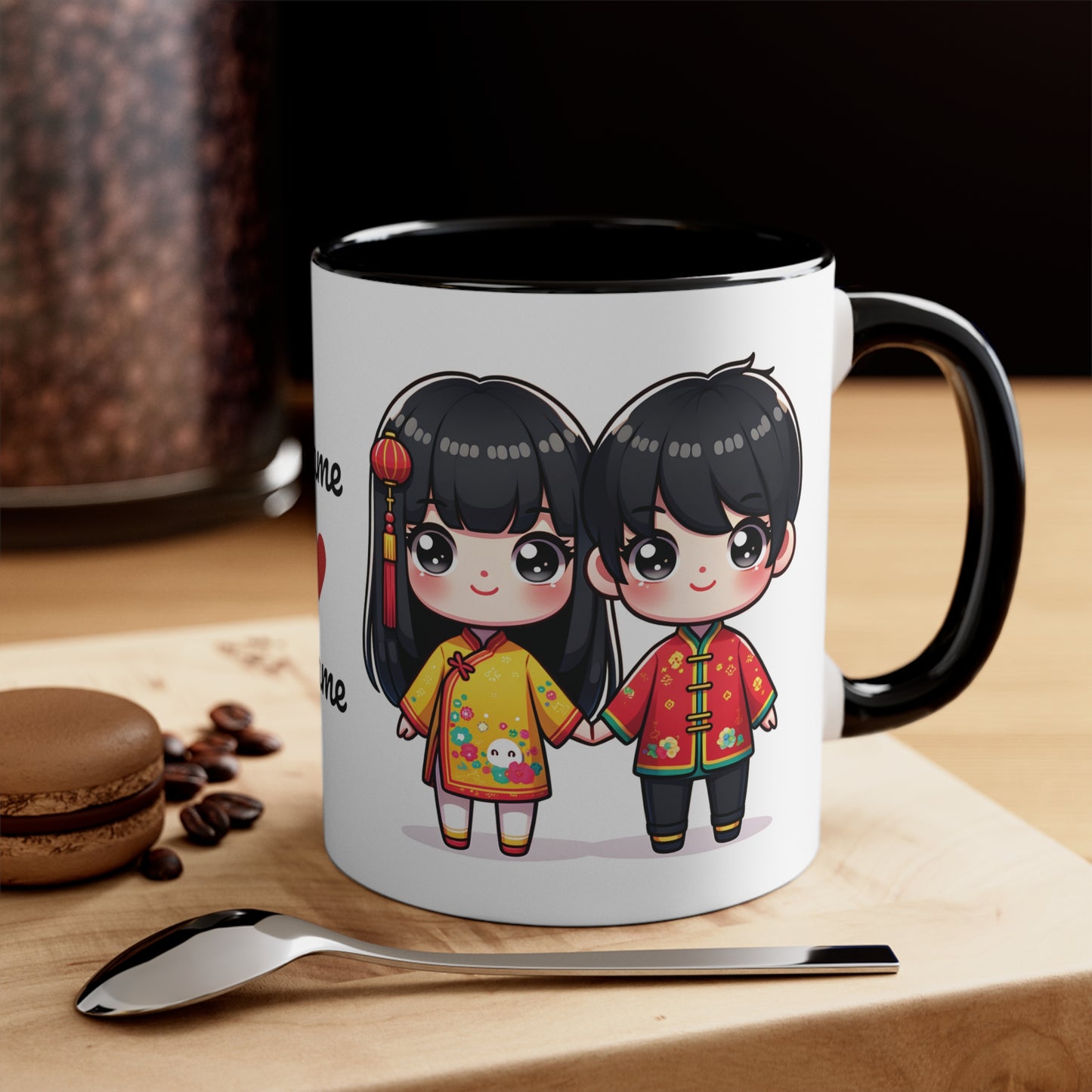 Chinese Couple in Chinese Clothes Collection 2 Personalized Cute - Custom Accent Coffee Mug, 11oz