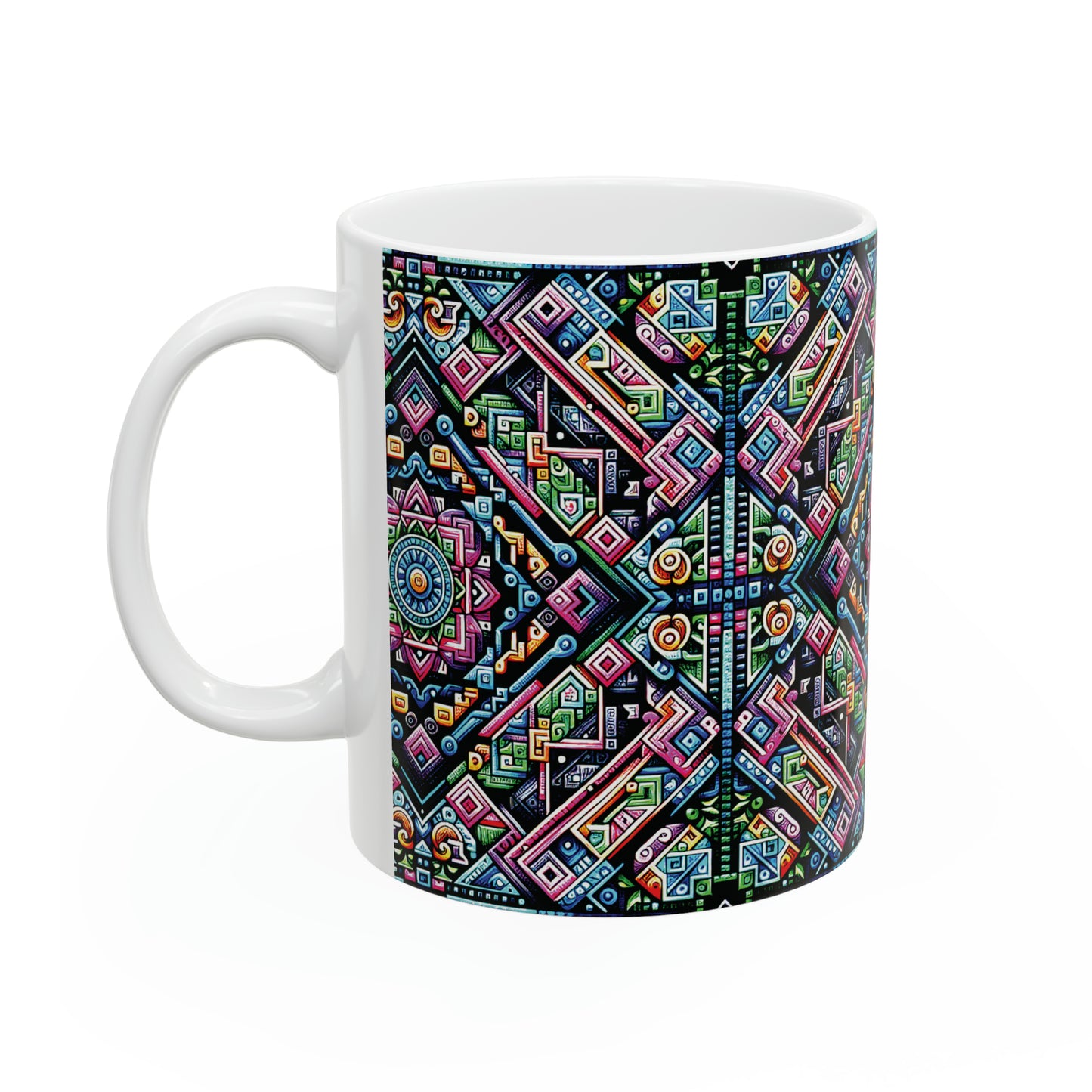 Hmong-Inspired Geometric Ceramic Coffee Mug 5