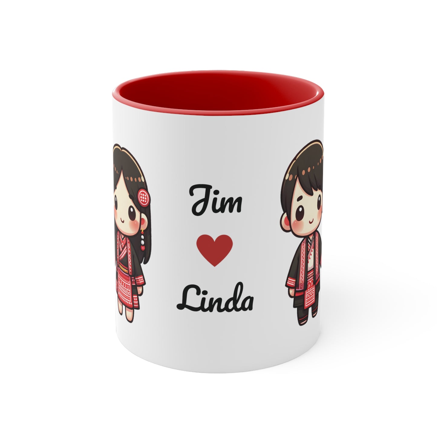 Hmong Couple Red Collection 2 Personalized Cute - Custom Accent Coffee Mug, 11oz